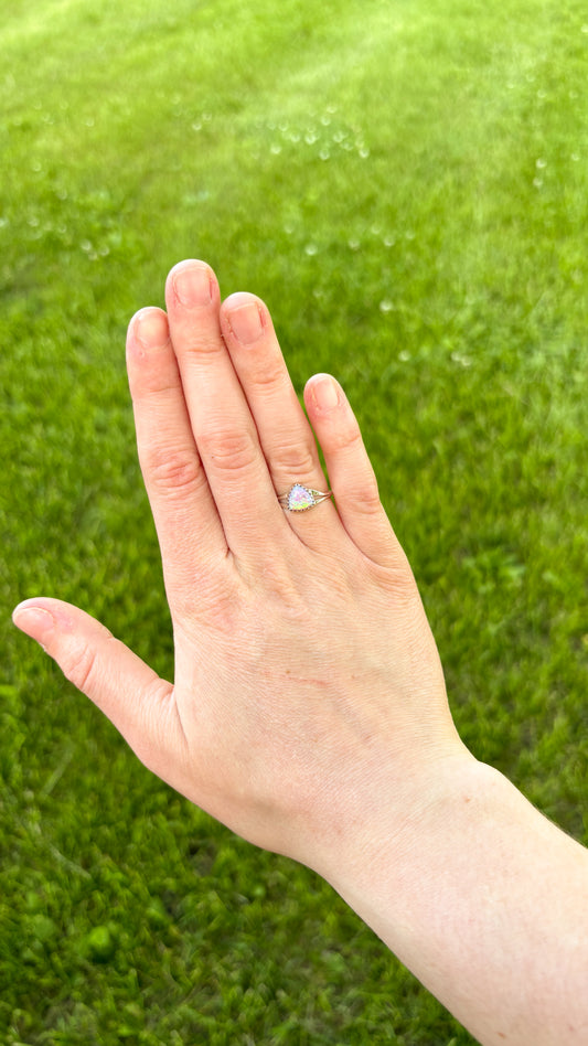 LIGHT PINK OPAL TRIANGLE STONE RING