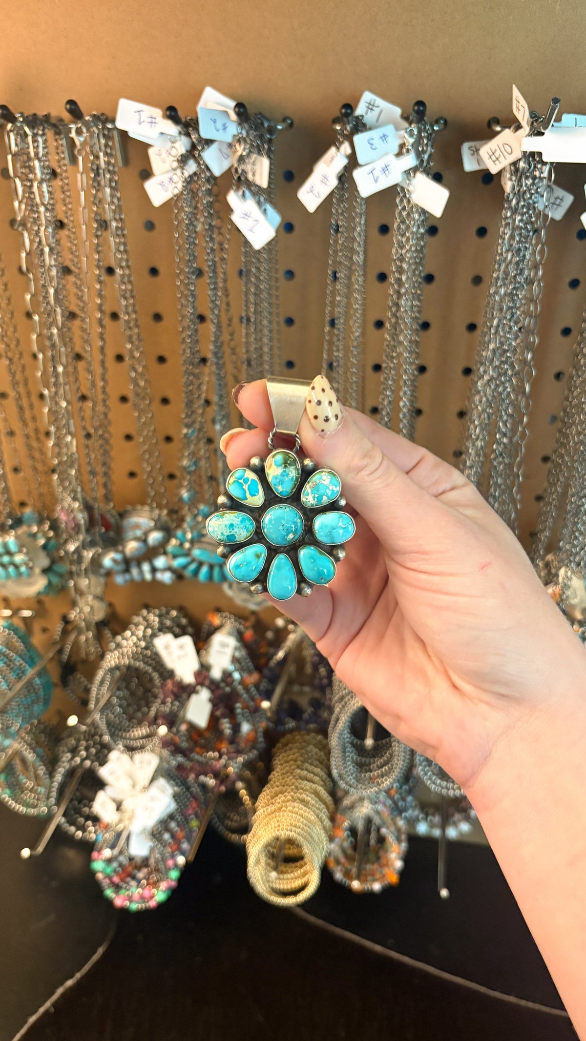 ROUND SONORAN TURQUOISE CLUSTER PENDANT BY VICKY HICKS