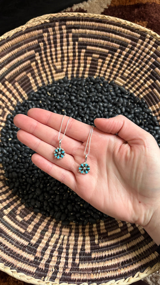 MINI TURQUOISE CLUSTER PENDANT BY TRICIA LEEKITY W CHAIN NECKLACE