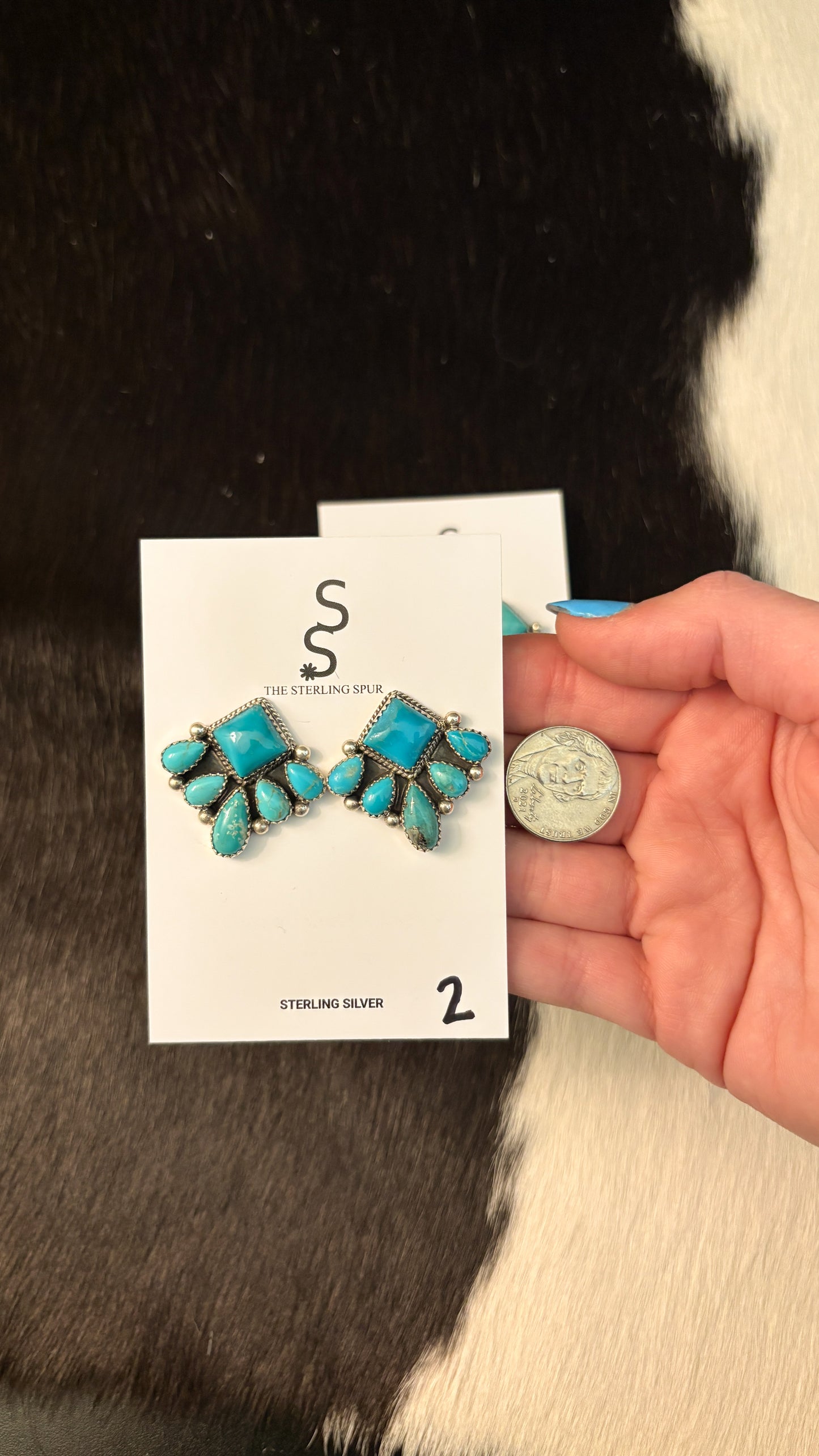 DIAMOND HALF CLUSTER TURQUOISE EARRINGS BY DEBRA SMITH