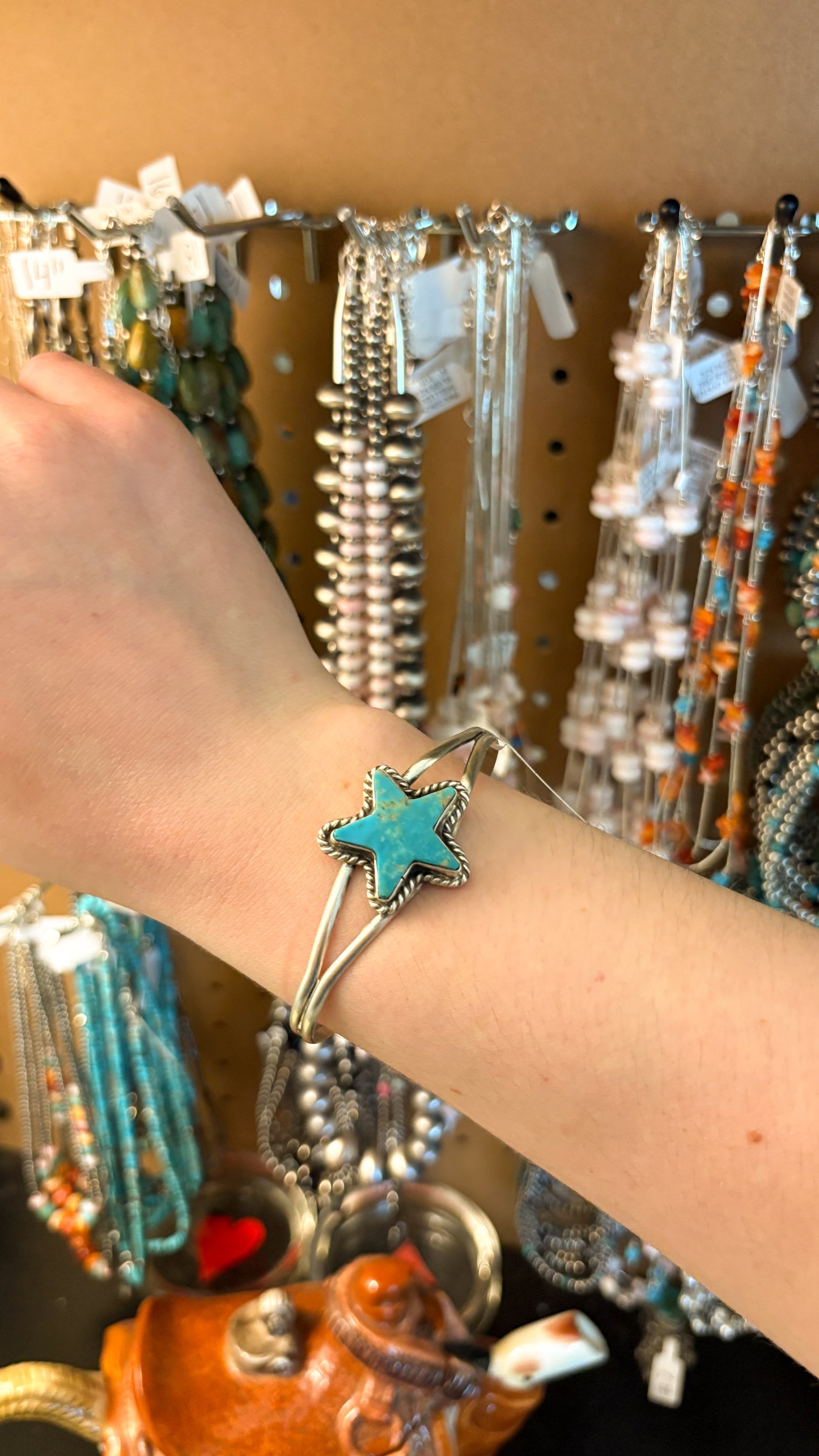 KINGMAN TURQUOISE STAR CUFF BY LARSON CHEE