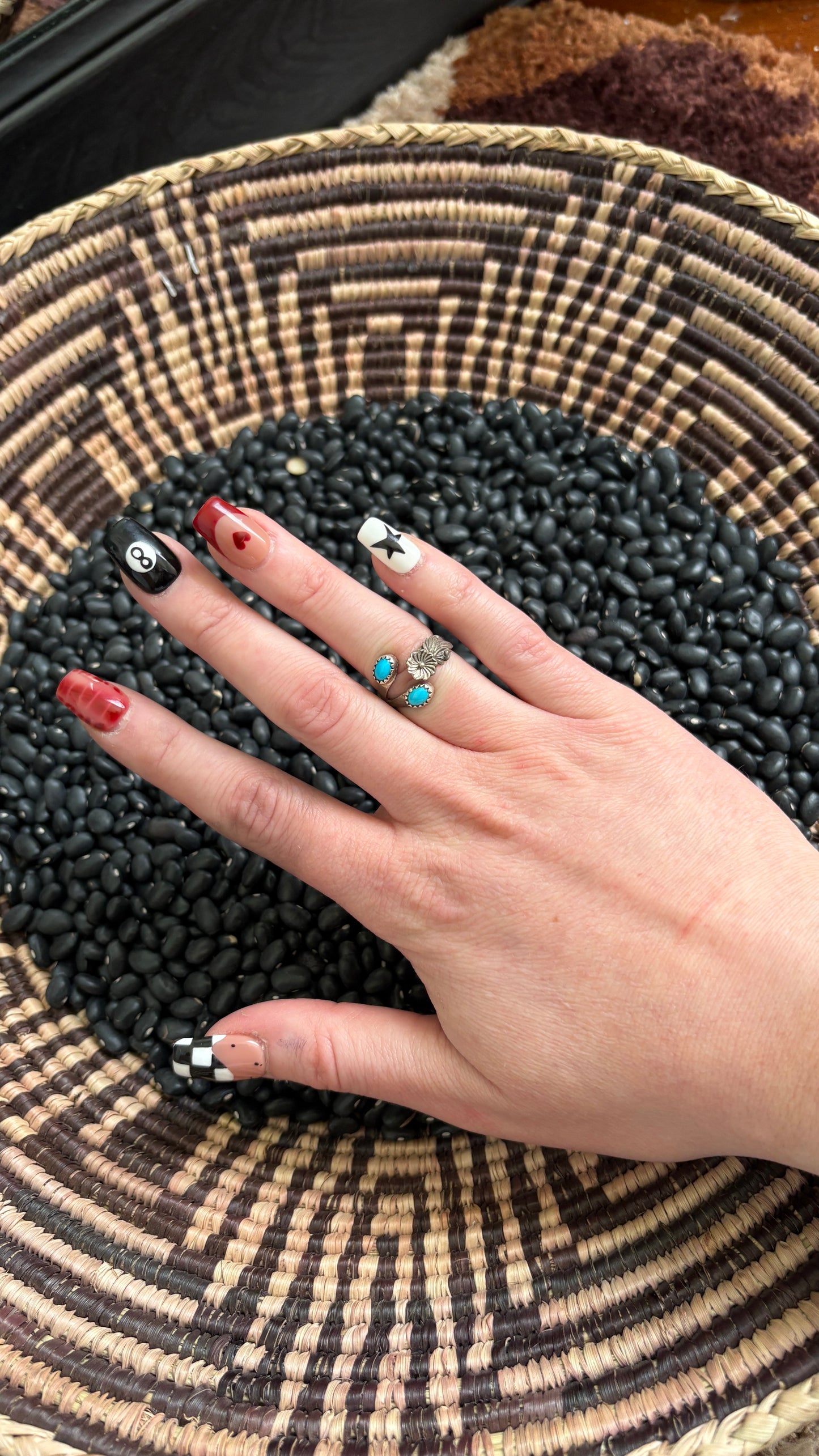 KINGMAN TURQUOISE ADJUSTABLE FLOWER RING BY ROBERT MARTINEZ