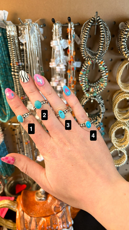 4MM BALL BAND RING W TURQUOISE STONE