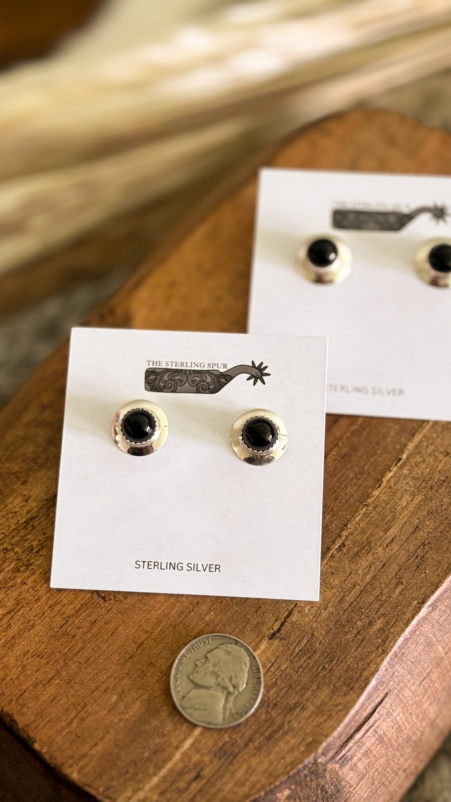 ROUND BLACK ONYX STUDS