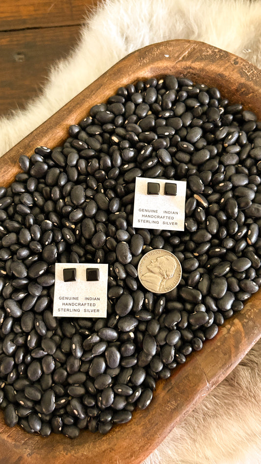 BLACK ONYX SQUARE STUDS