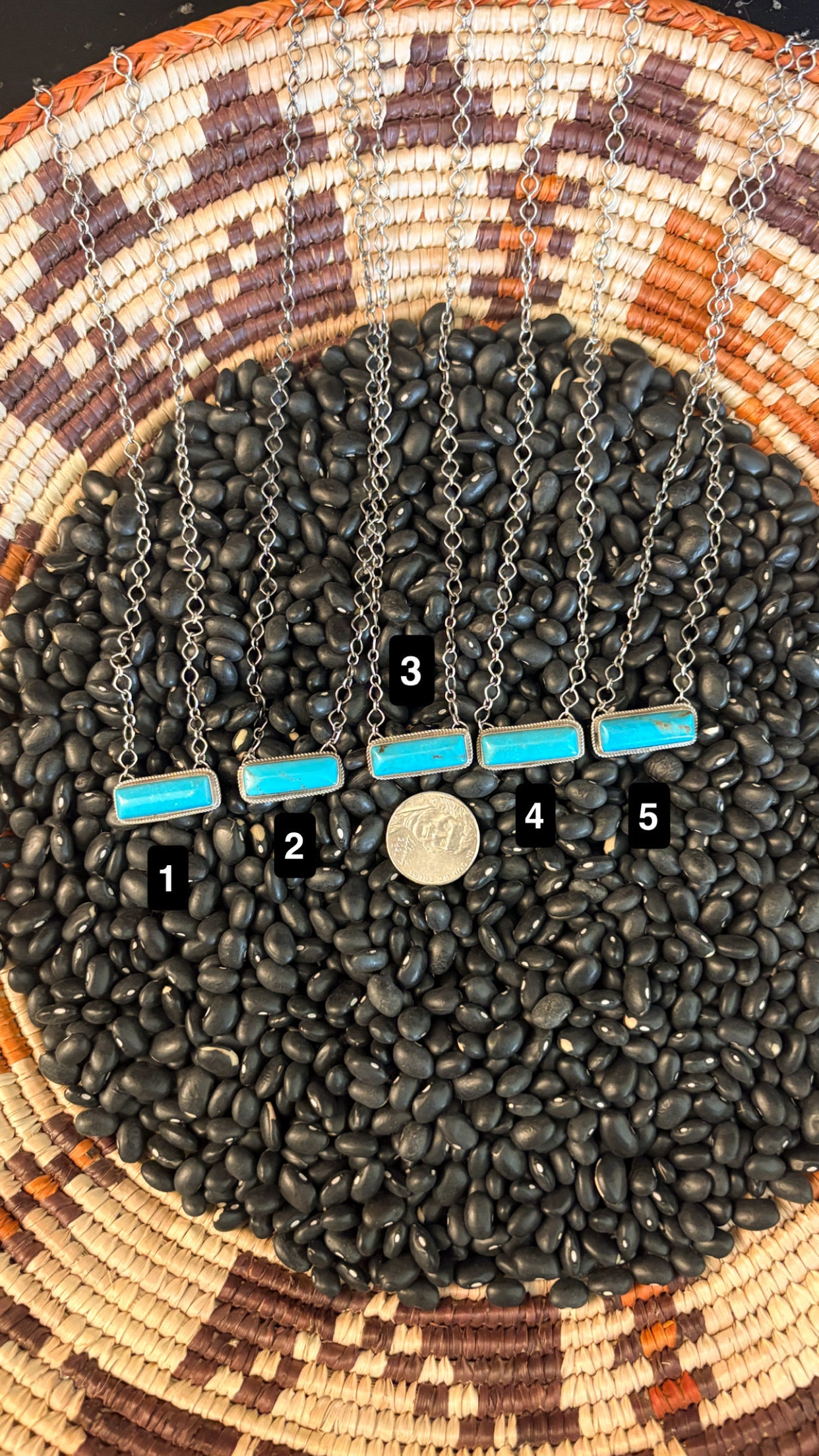 BLUE TURQUOISE BAR NECKLACE