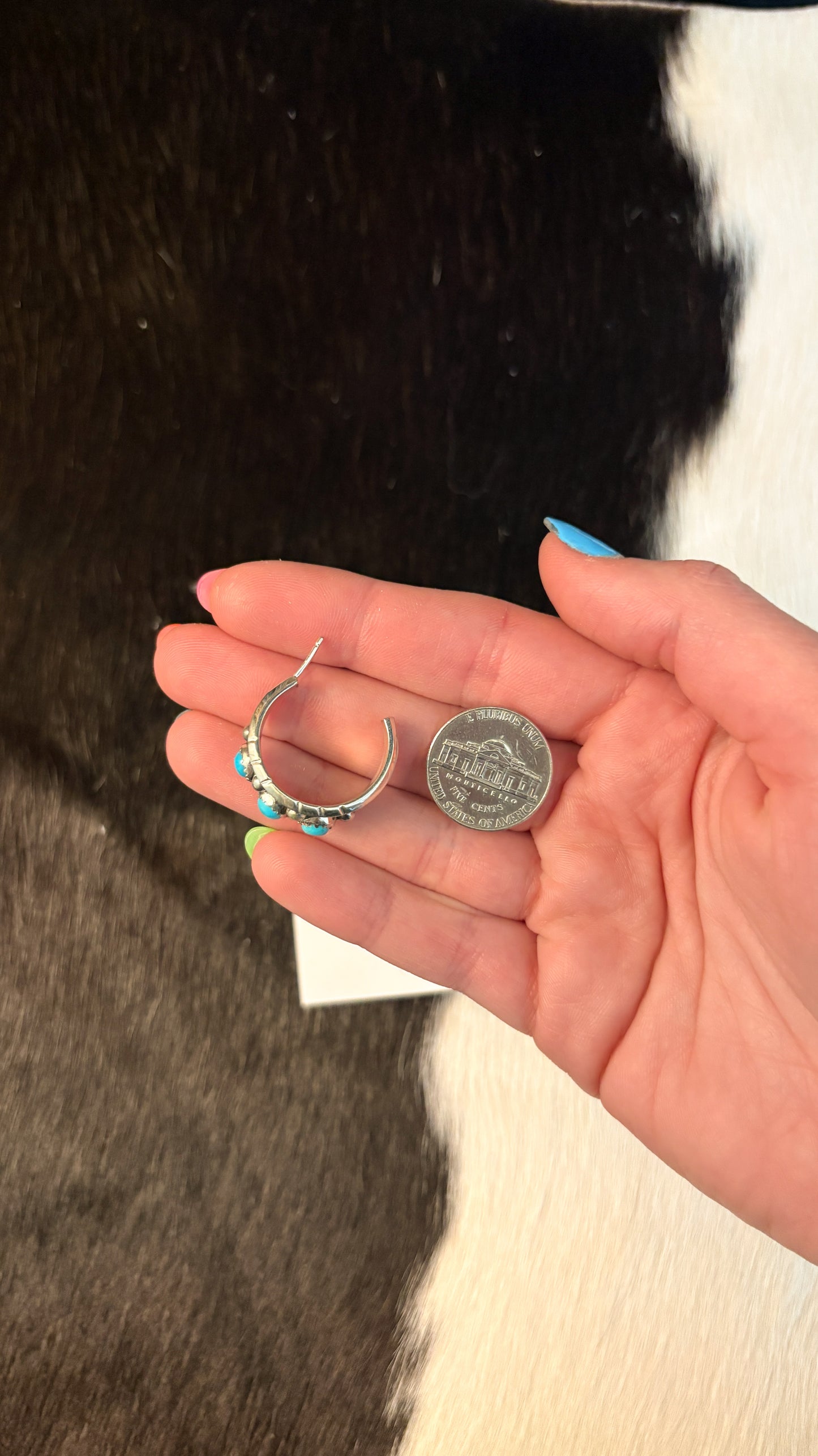 KINGMAN TURQUOISE HOOP EARRINGS BY REED CHARLEY