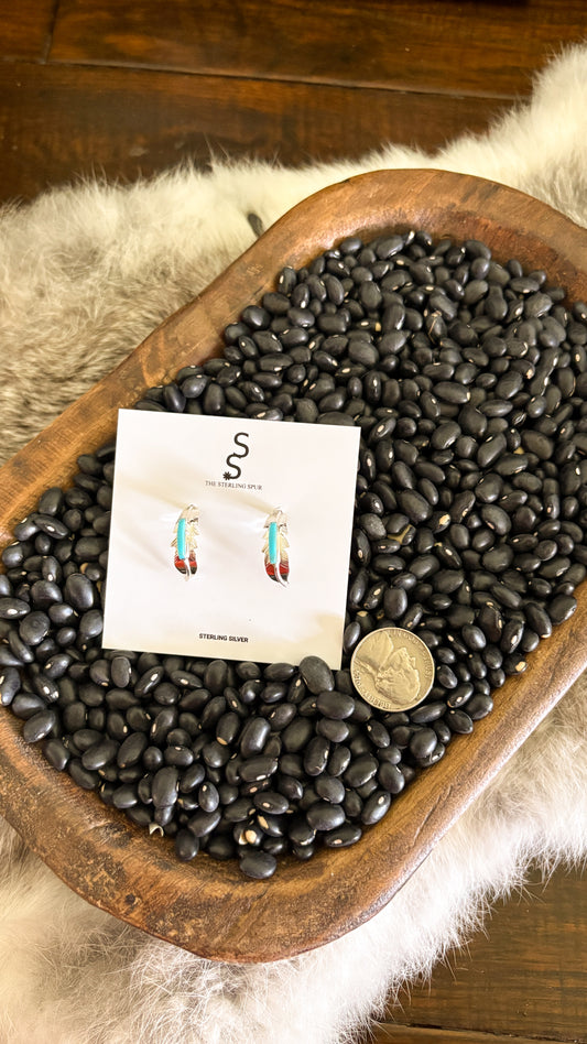 TURQUOISE FEATHER EARRINGS