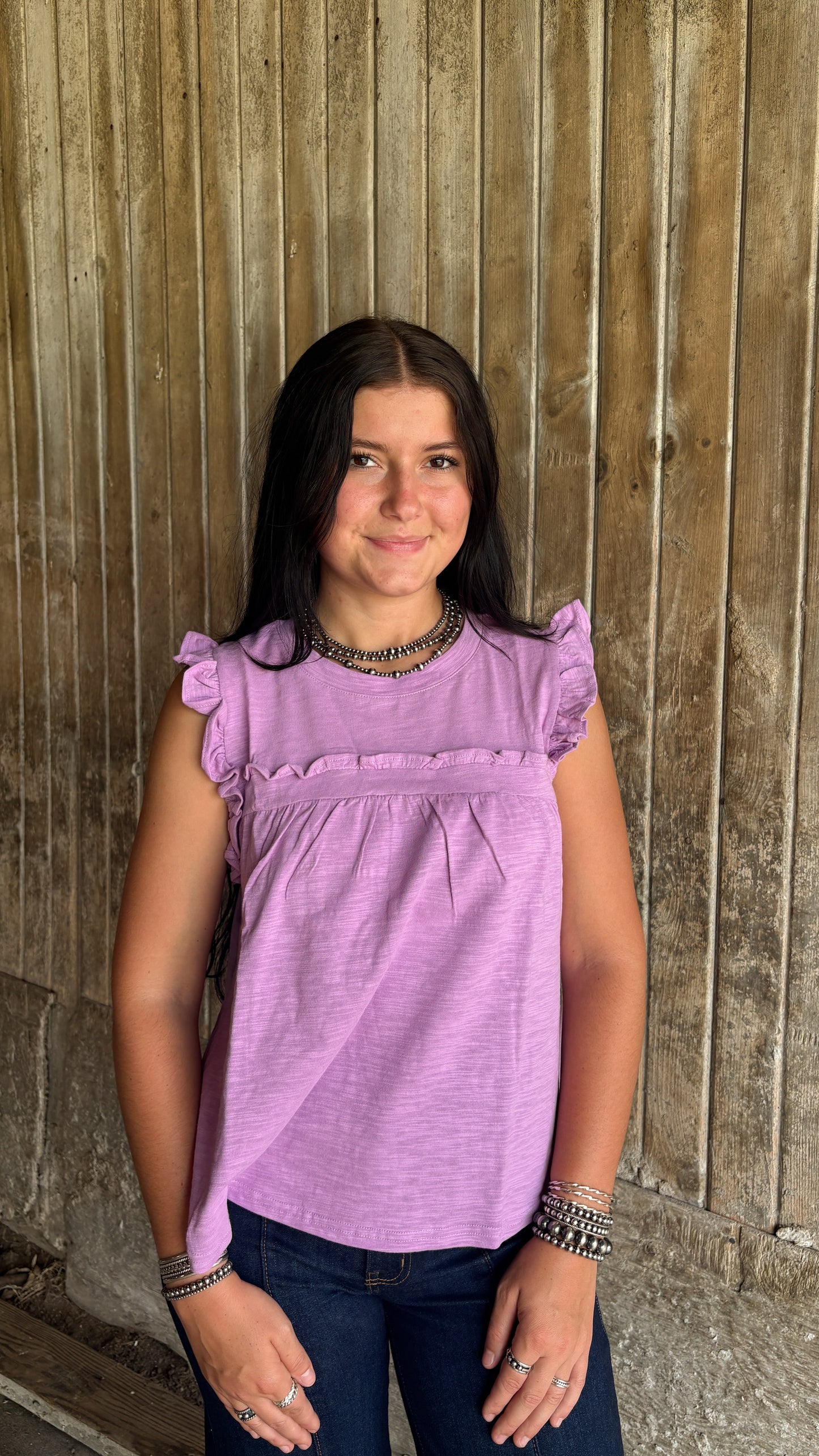 LAVENDER RUFFLE TOP