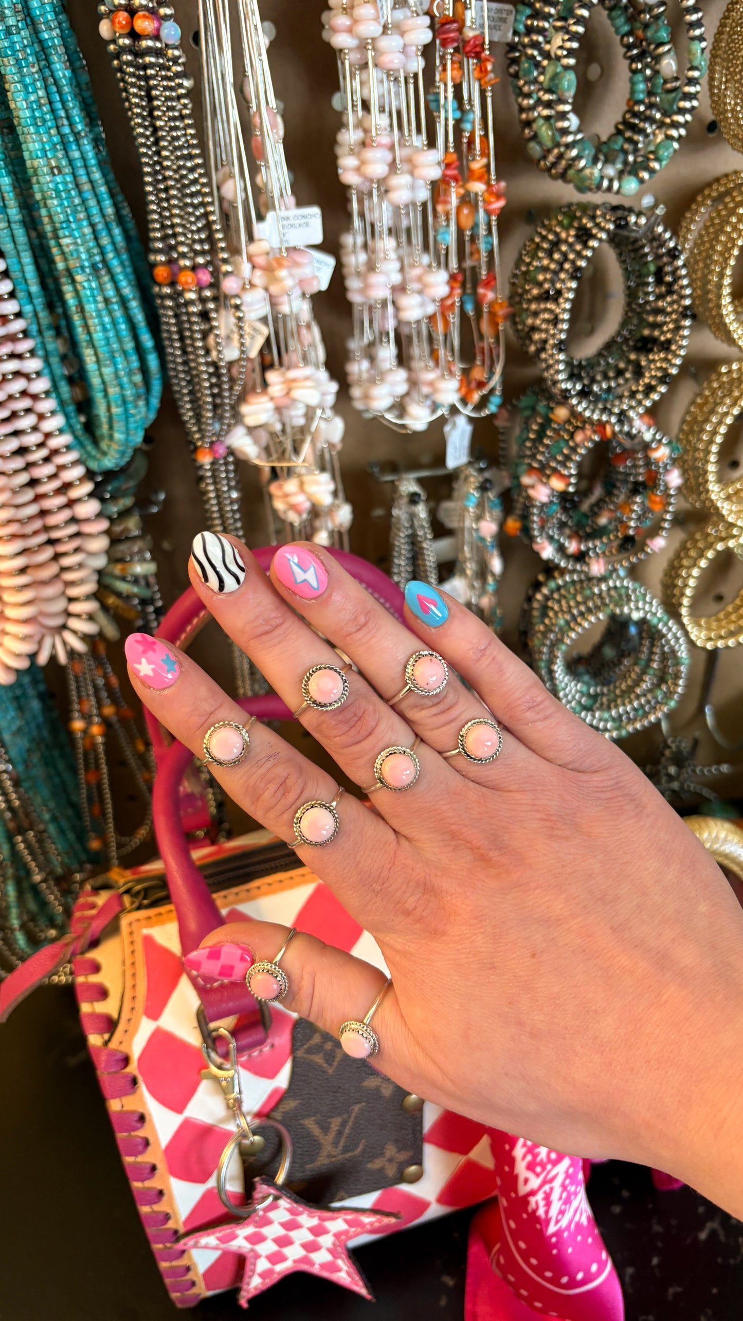 PINK CONCH SINGLE STONE RING BY ESTHER WHITE