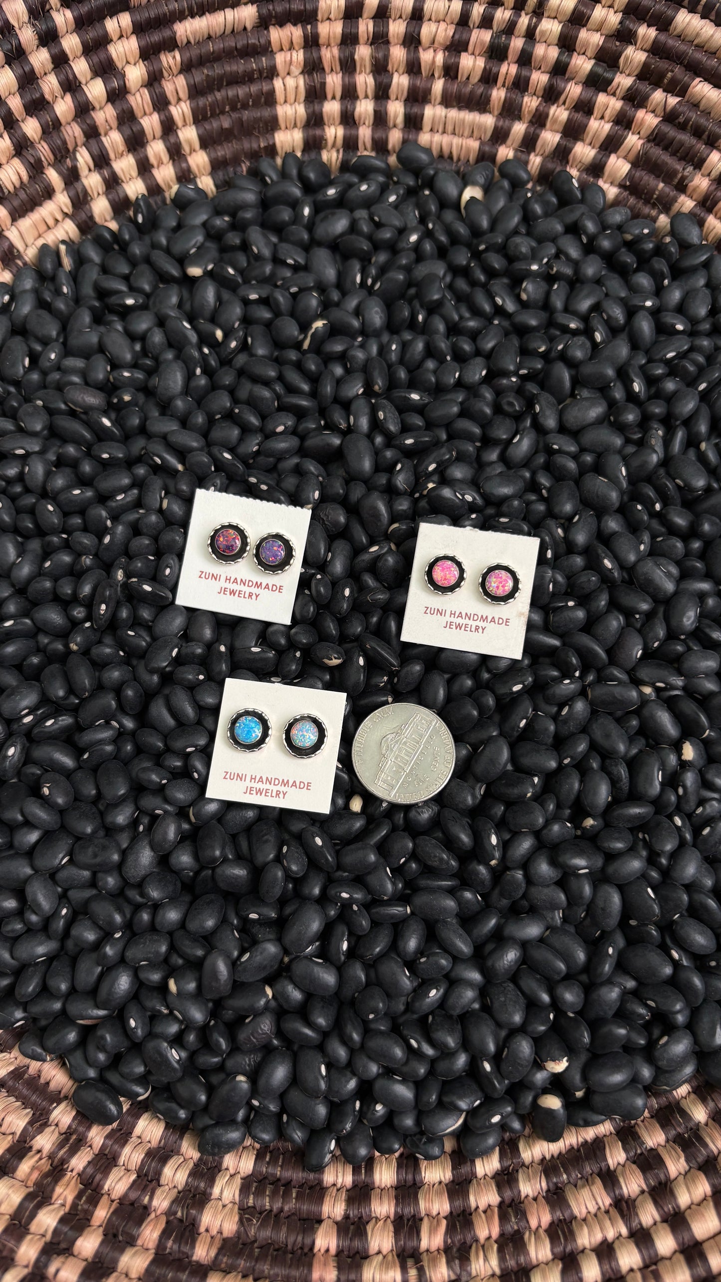 10MM OPAL ZUNI STUD EARRINGS