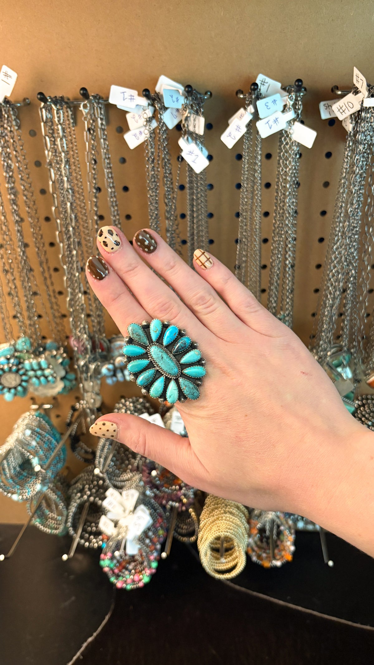 OVAL TURQUOISE CLUSTER RING BY TRICIA SMITH
