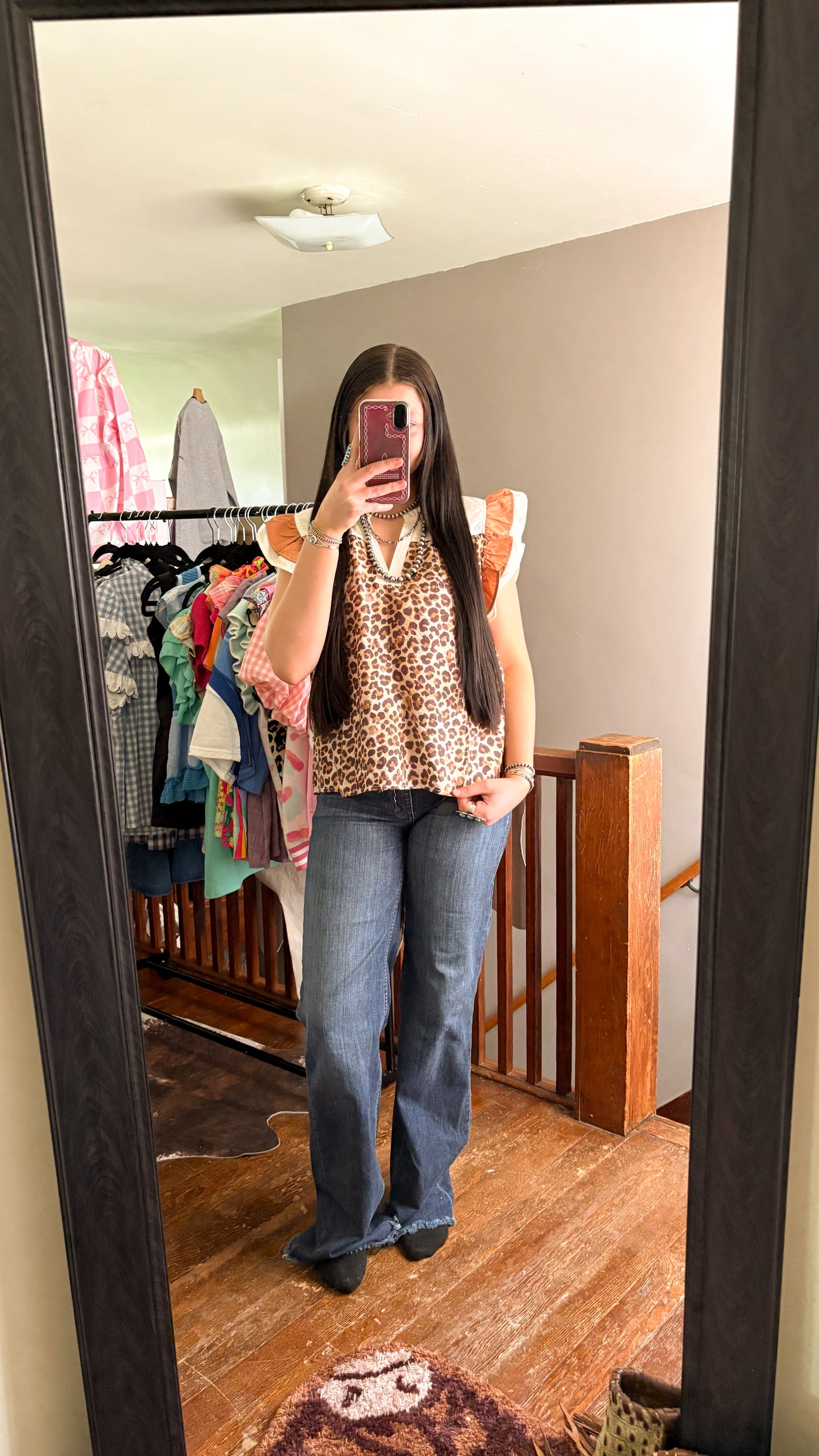 CHEETAH RUFFLE BLOUSE