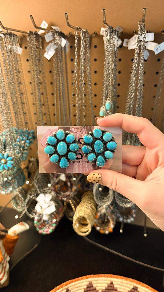 SKY BLUE SONORAN TURQUOISE CLUSTER EARRINGS BY LETRICIA LARGO