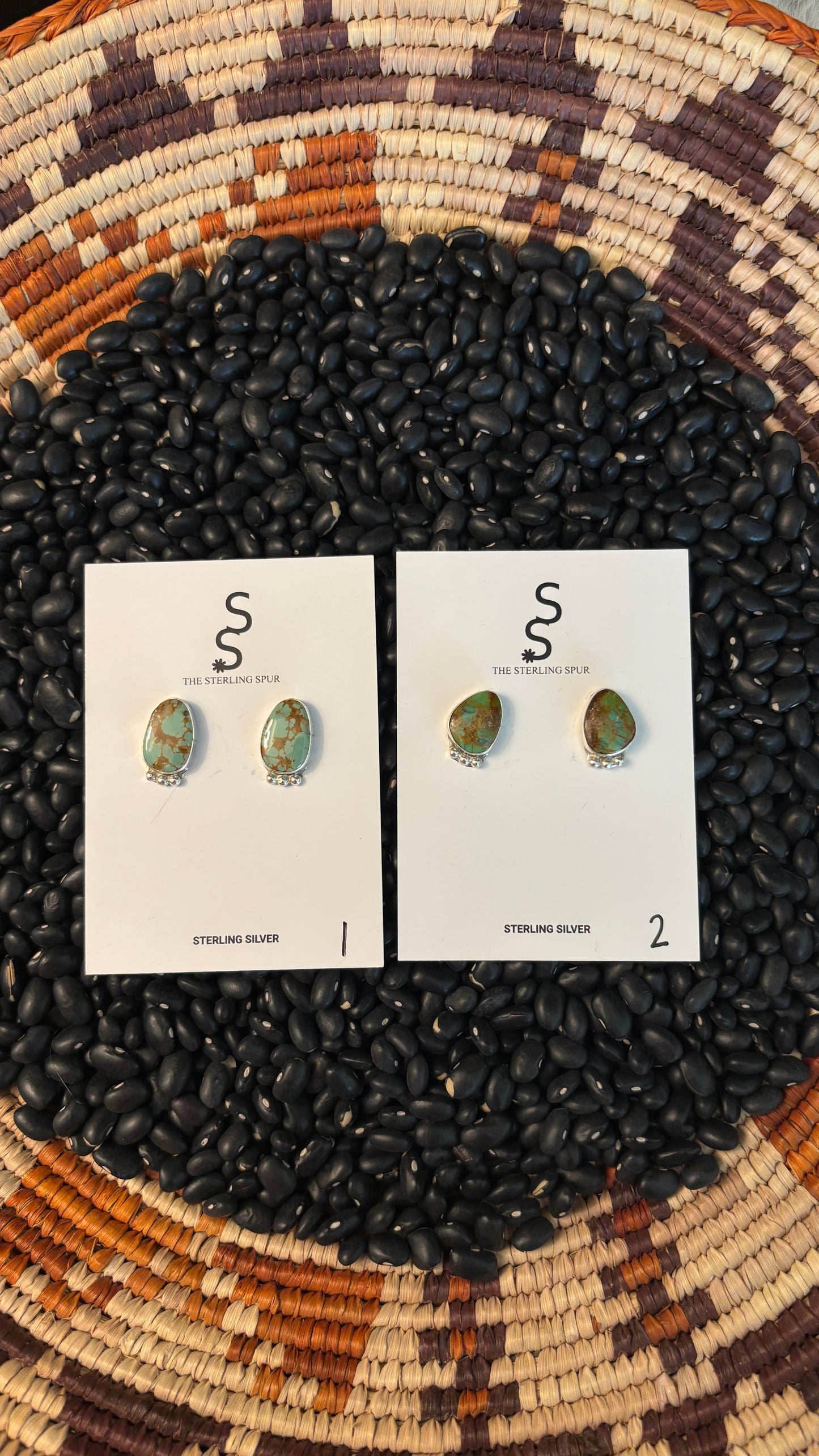 GREEN TURQUOISE EARRING W BALL DETAIL BY BYRON BEGAY
