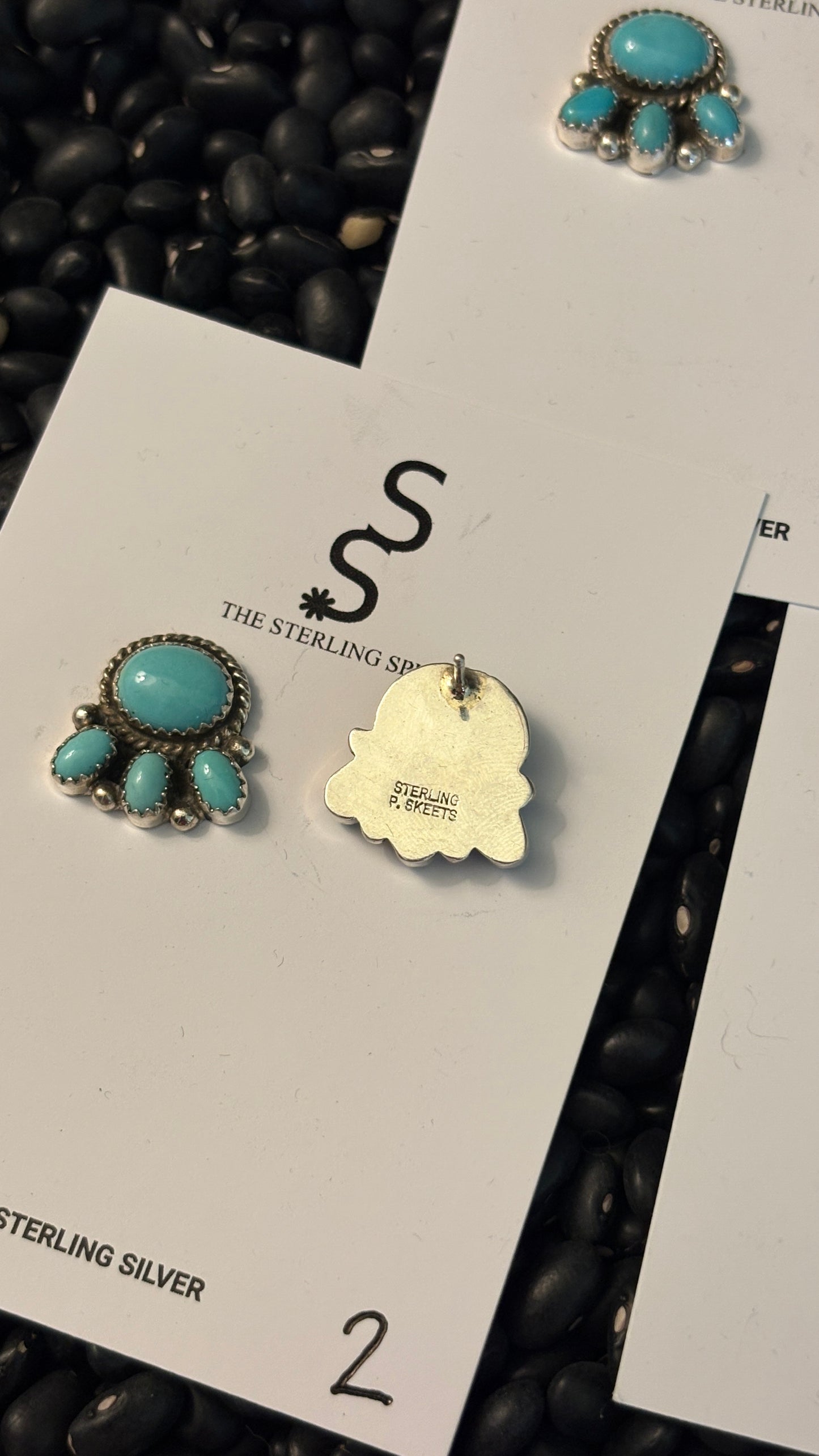 4 STONE HALF CLUSTER TURQUOISE EARRINGS BY PEGGY SKEETS