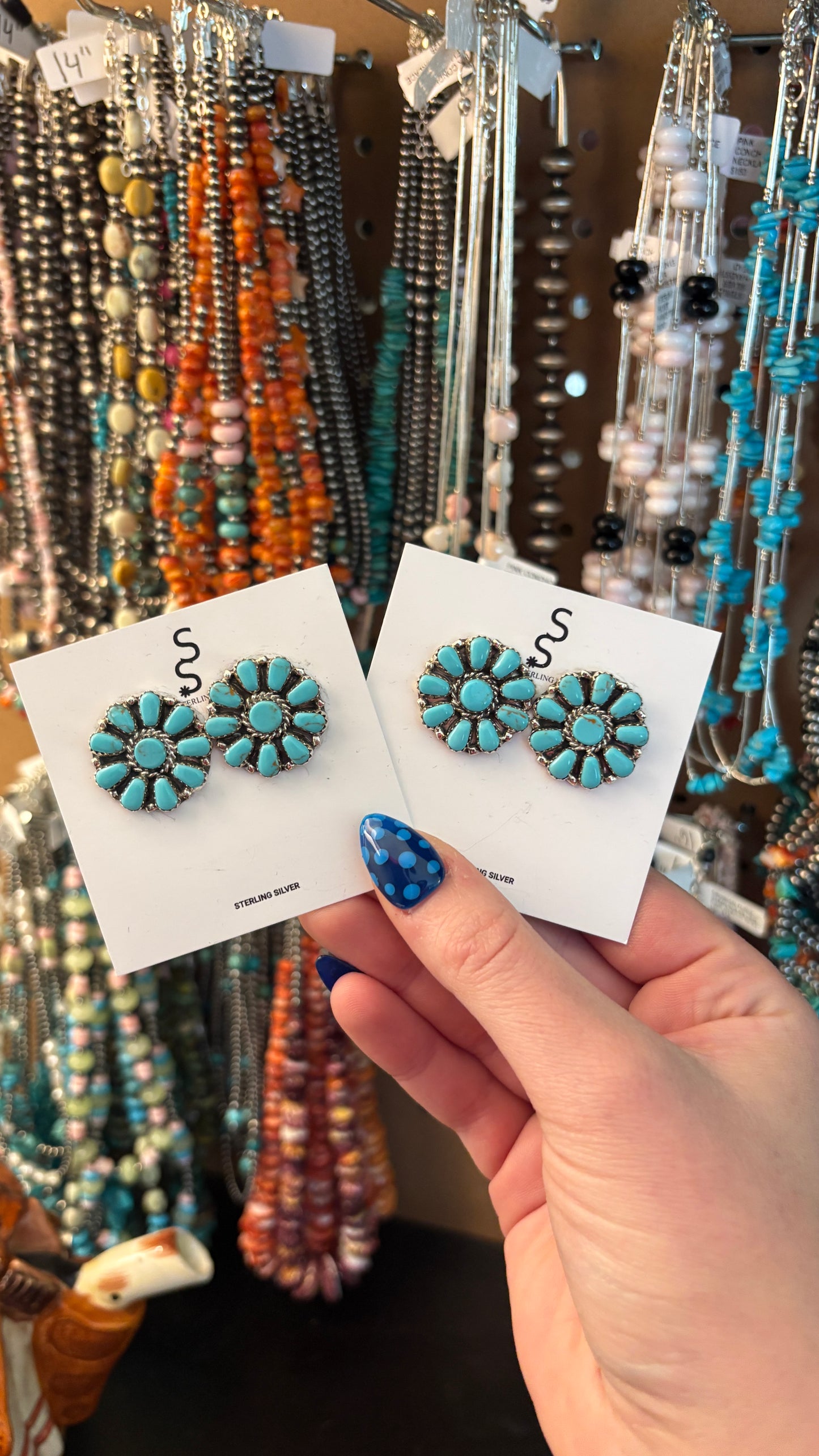 TURQUOISE CLUSTER EARRINGS BY JULIANA BENALLY