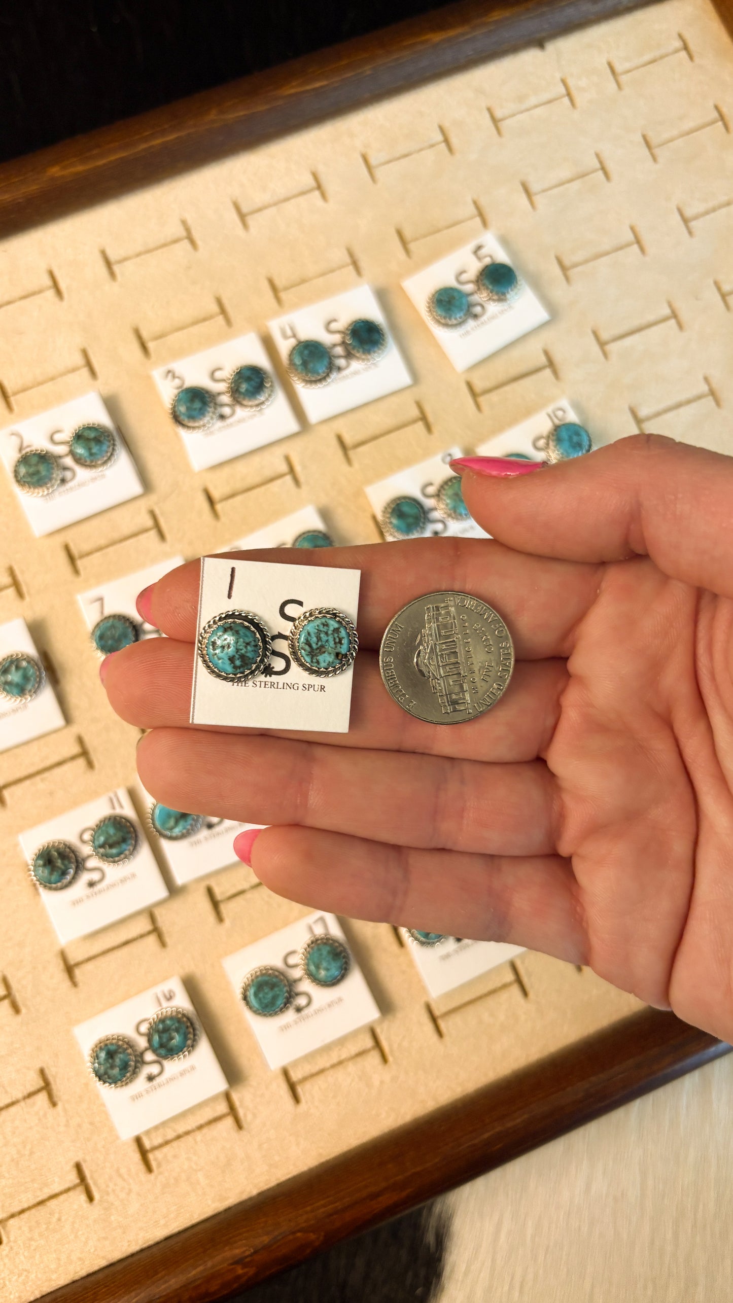 ROUGH CUT KINGMAN TURQUOISE STUD EARRINGS BY ESTHER WHITE