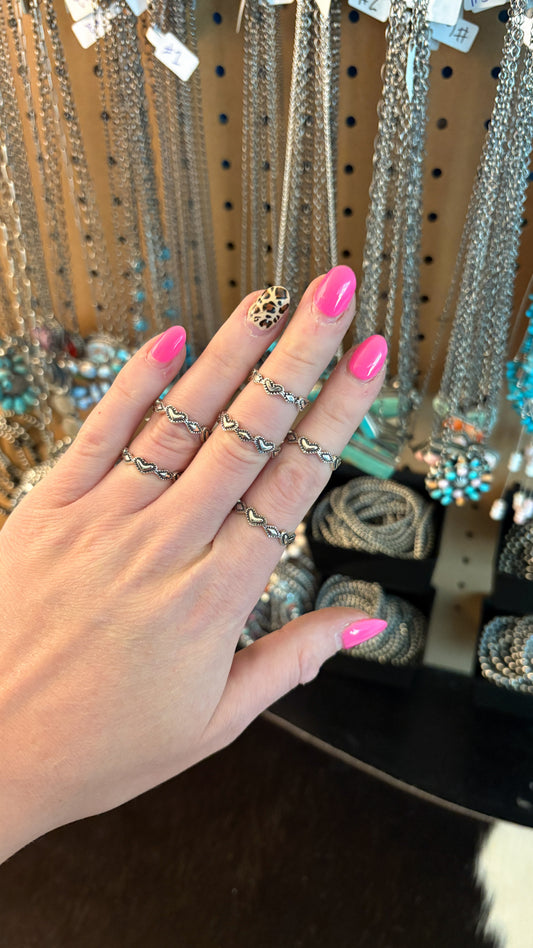HEART & DIAMOND STAMPED STACKER RING