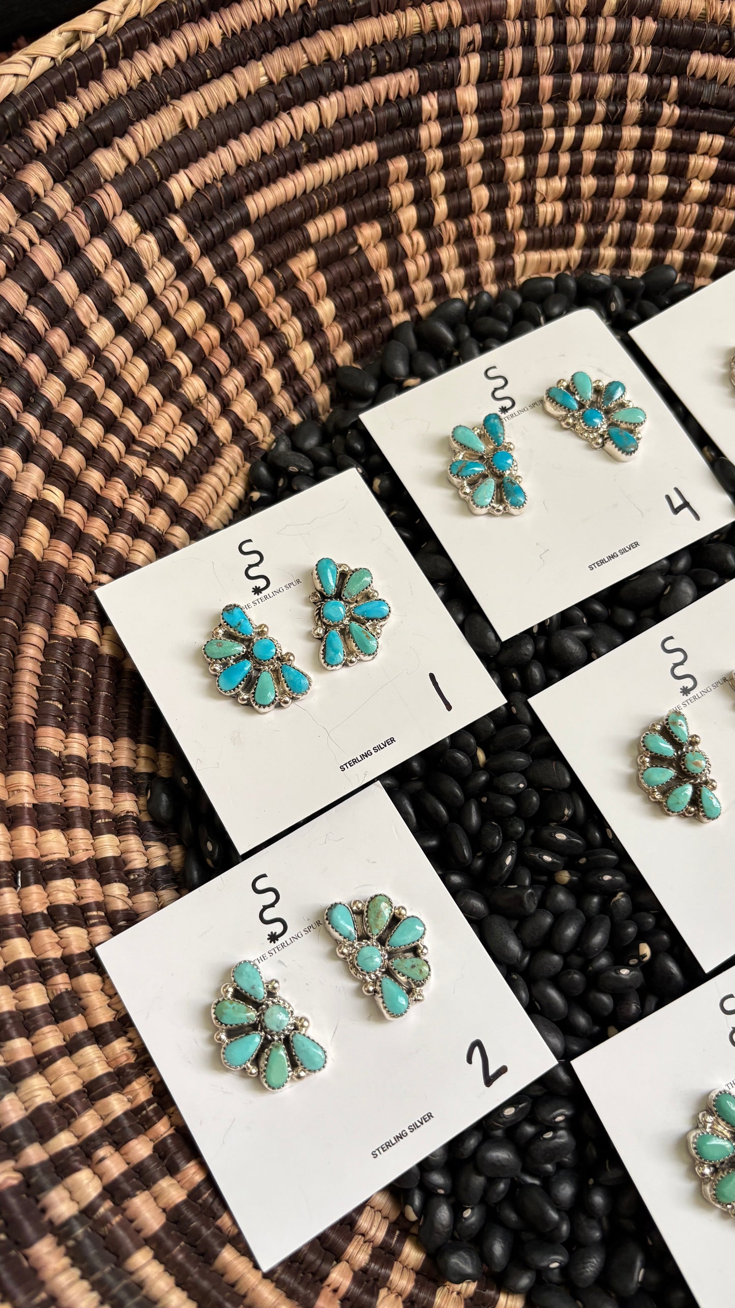 KINGMAN TURQUOISE HALF CLUSTER EARRINGS BY ALICIA WILSON