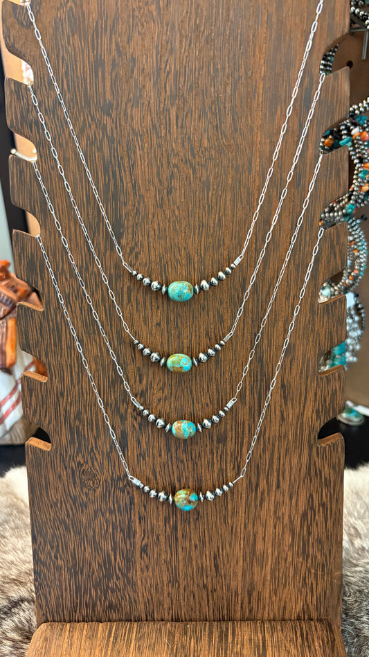 KINGMAN TURQUOISE GRADUATED CHAIN NECKLACE