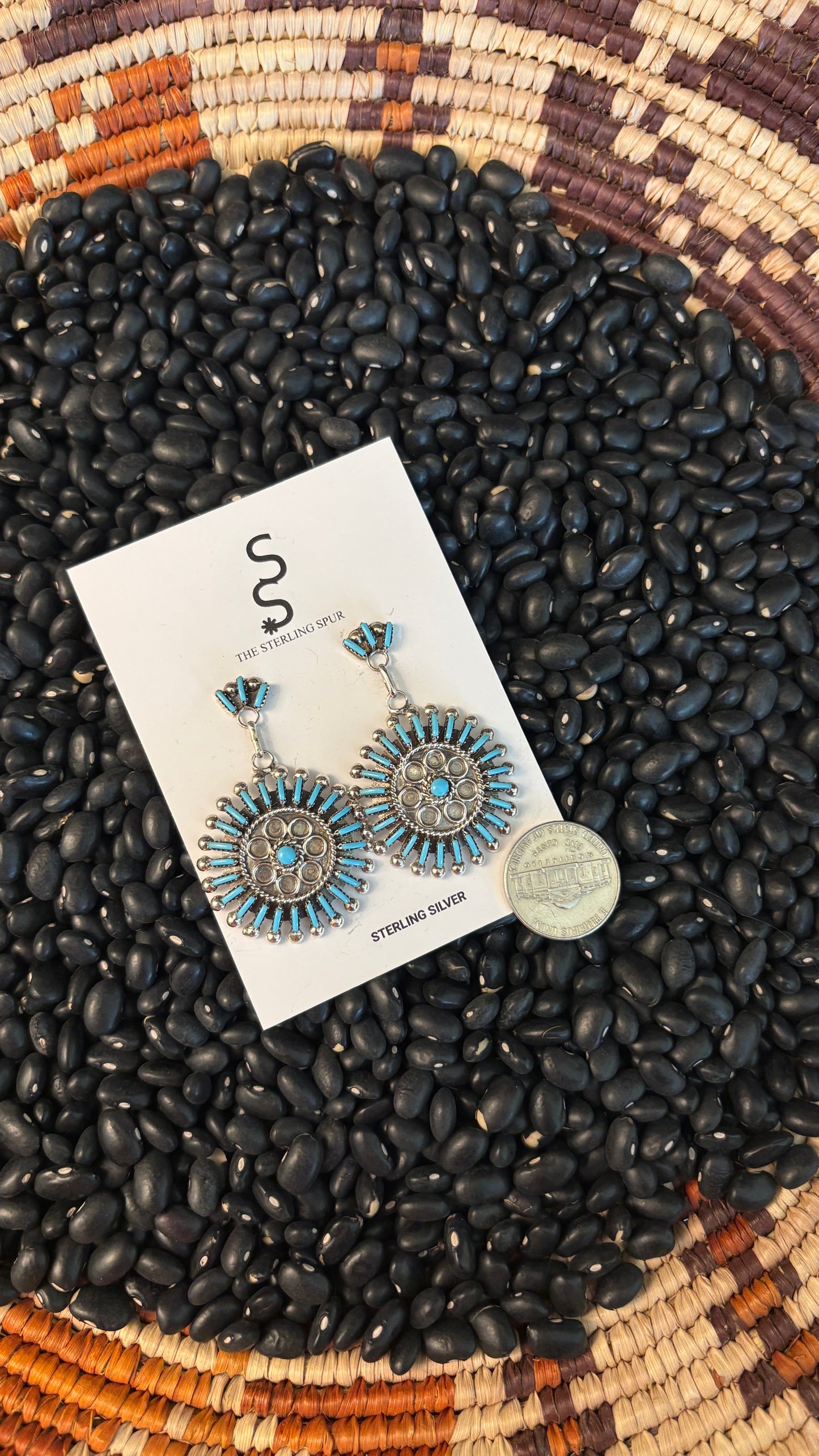 ZUNI TURQUOISE DANGLE EARRINGS BY PHILANDER GIA