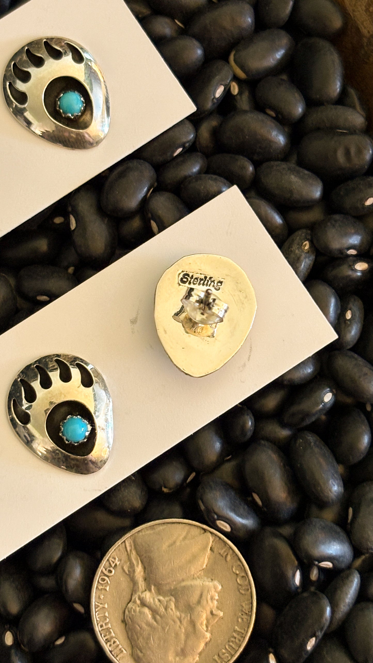 TURQUOISE BEAR PAW STUD EARRINGS