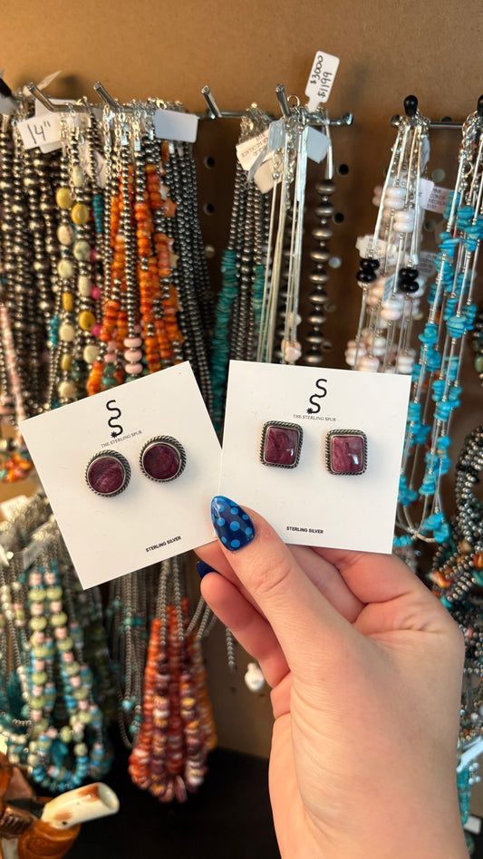 PURPLE SPINY OYSTER EARRINGS