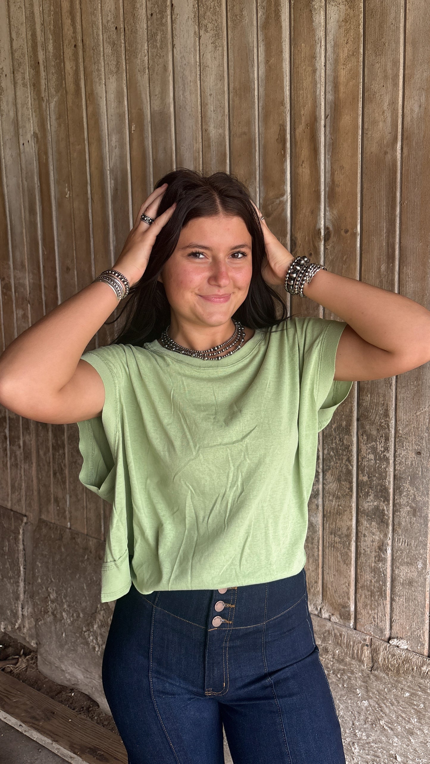 OPEN BACK OVERSIZED TEE - GREEN