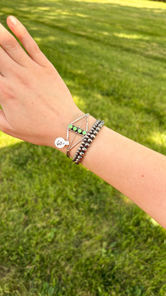 4 STONE LIME GREEN OPAL CUFF BY JANICE SPENCER
