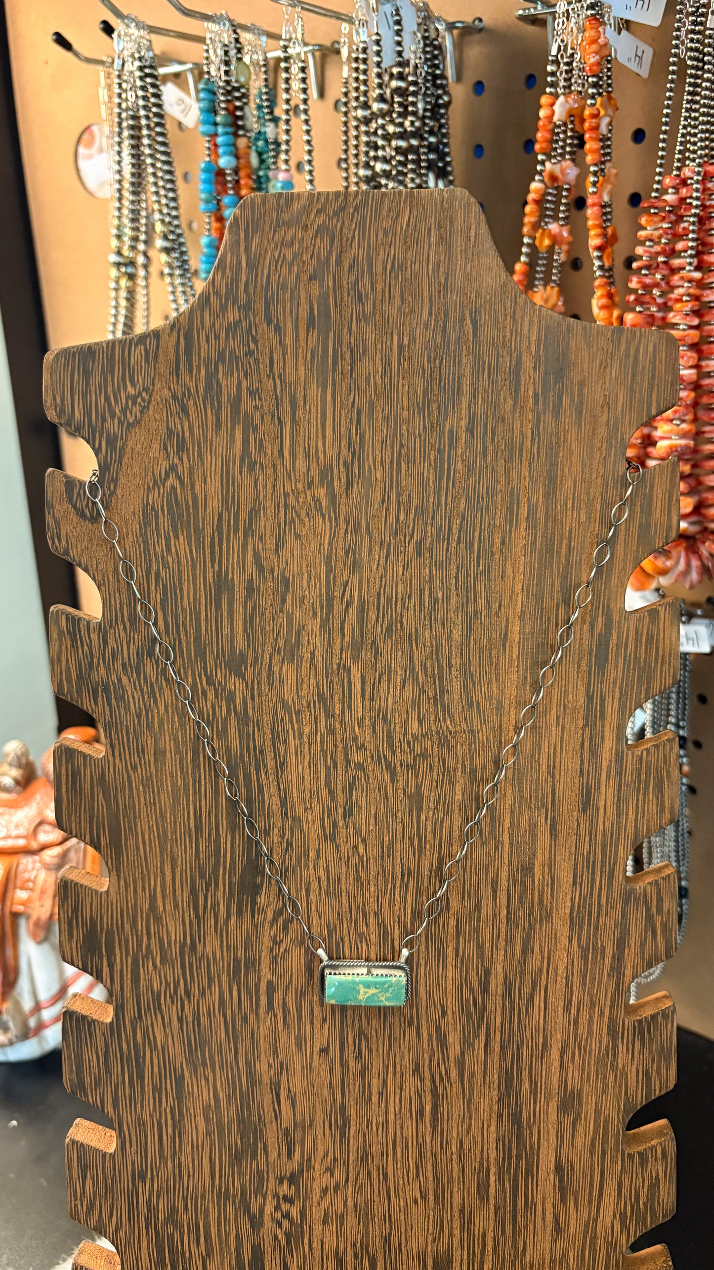 GREEN KINGMAN TURQUOISE BAR NECKLACE BY TIA LONG - SMALL