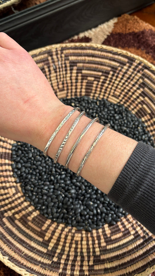 3/16” WIDE SILVER STAMPED CUFF BY ELAINE TAHE