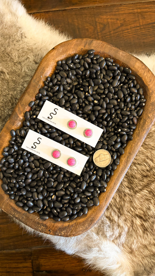 HOT PINK OPAL STUD EARRINGS BY ESTHER WHITE