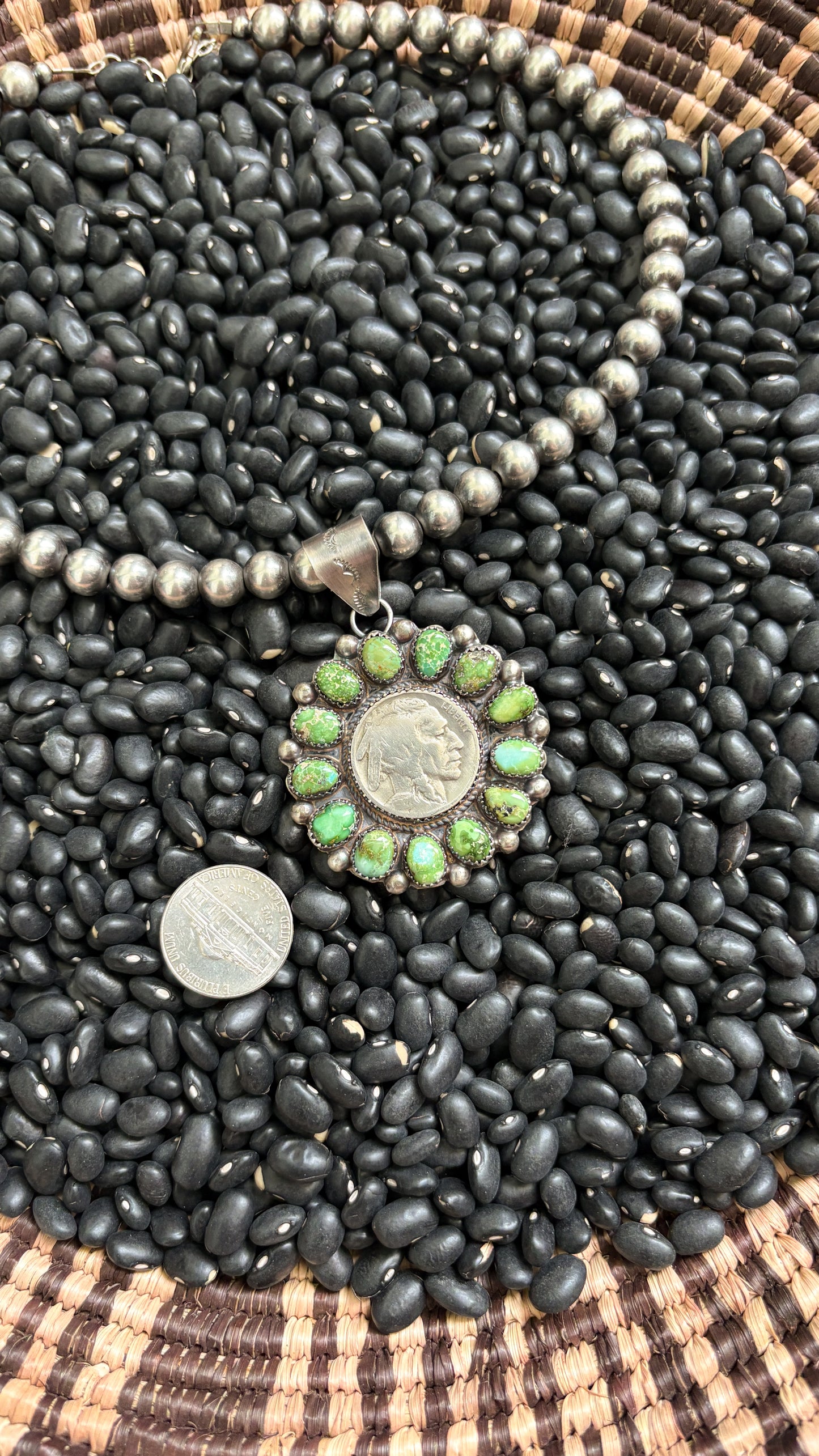 SONORAN GOLD TURQUOISE BUFFALO NICKEL PENDANT
