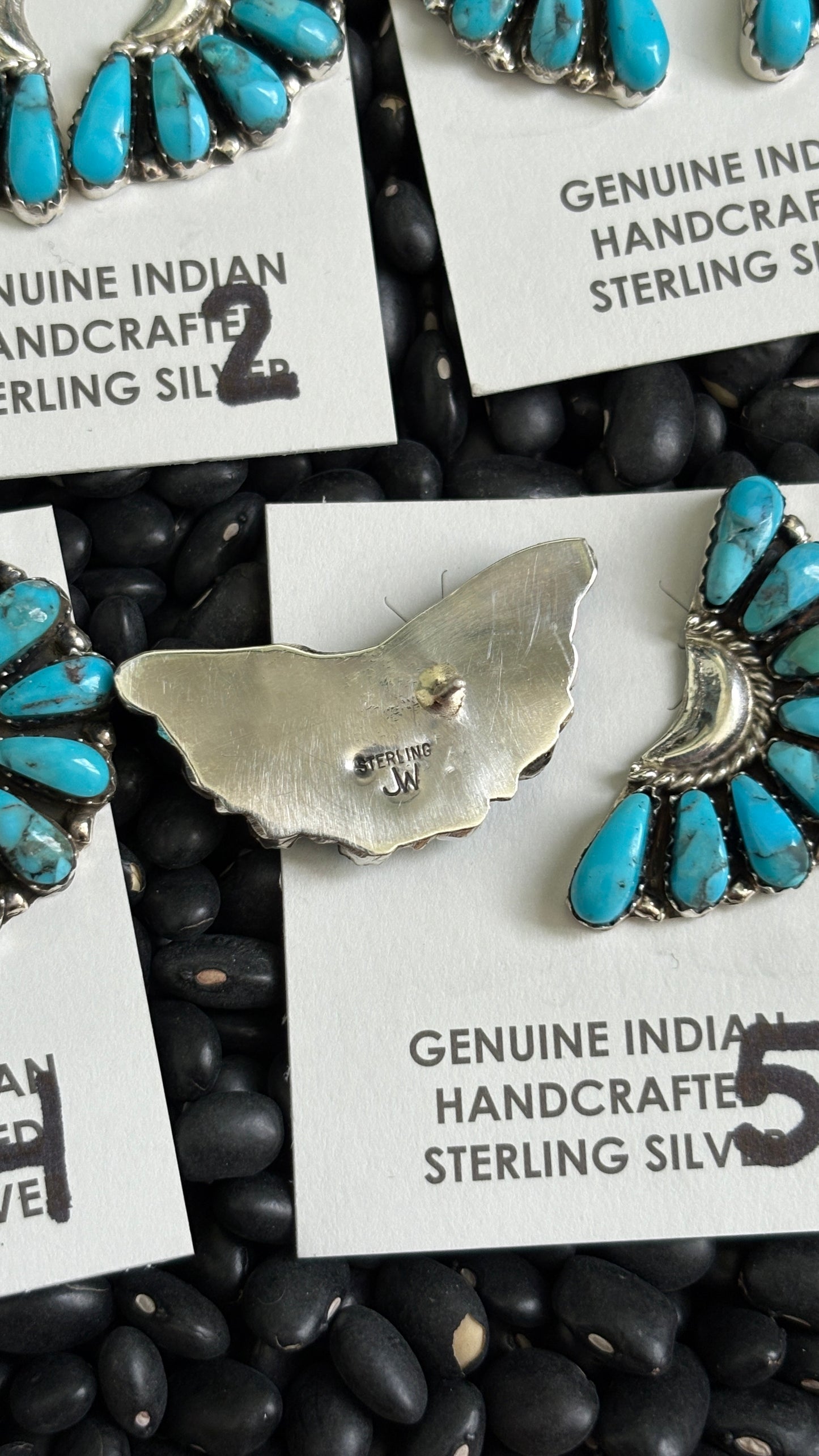 LARGE HALF CLUSTER EARRINGS BY JESSE WILLIAMS - BLUE TURQUOISE