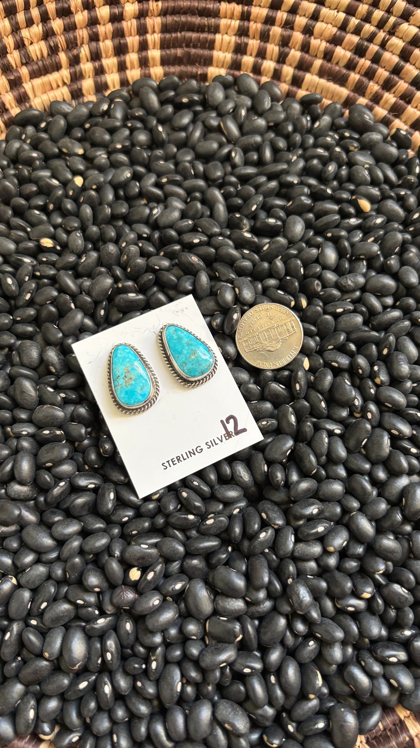 LARGE TURQUOISE POST EARRINGS