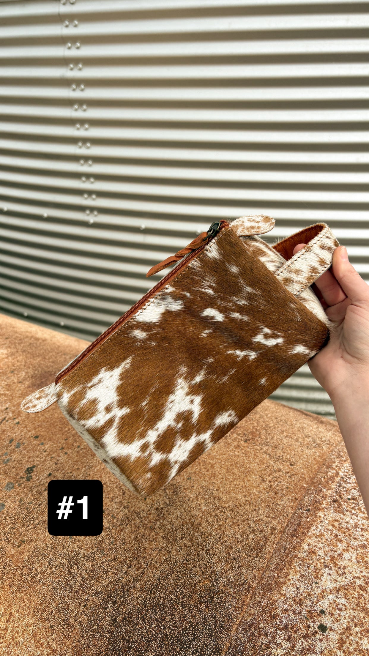 COWHIDE MAKE UP BAG