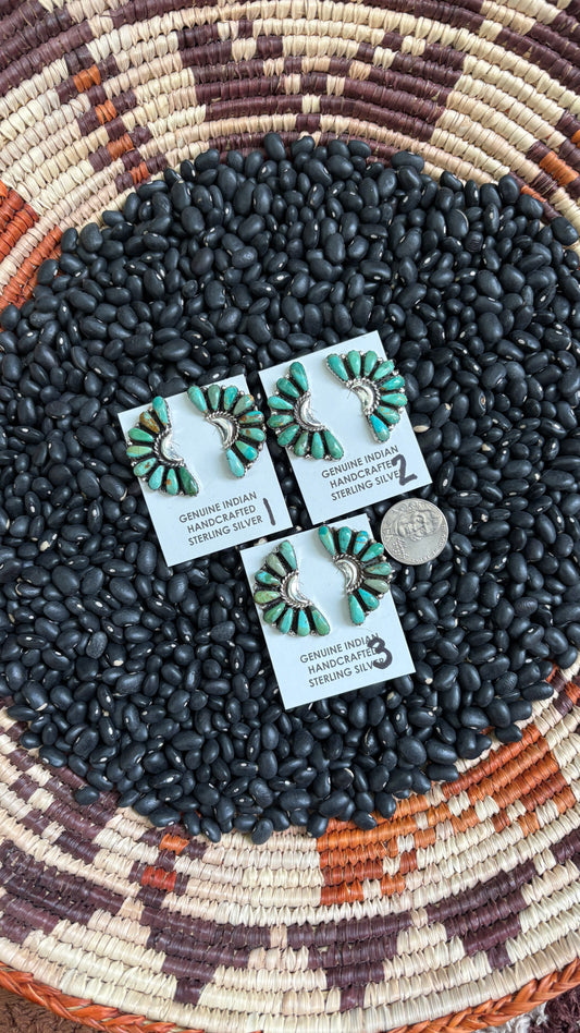 LARGE HALF CLUSTER EARRINGS BY JESSE WILLIAMS - GREEN TURQUOISE