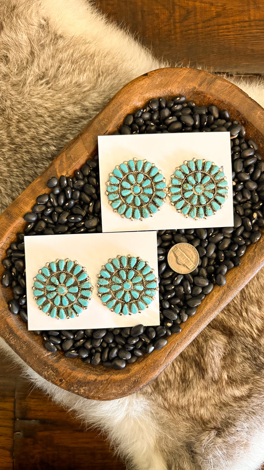 BIG PAPA TURQUOISE CLUSTER EARRINGS
