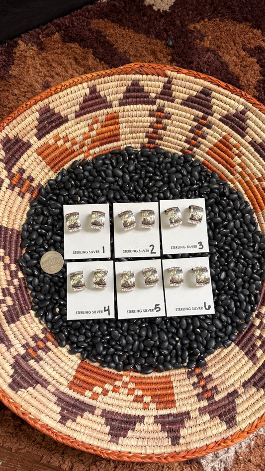 STAMPED HALF HOOP EARRINGS BY FLORENCE TAHE