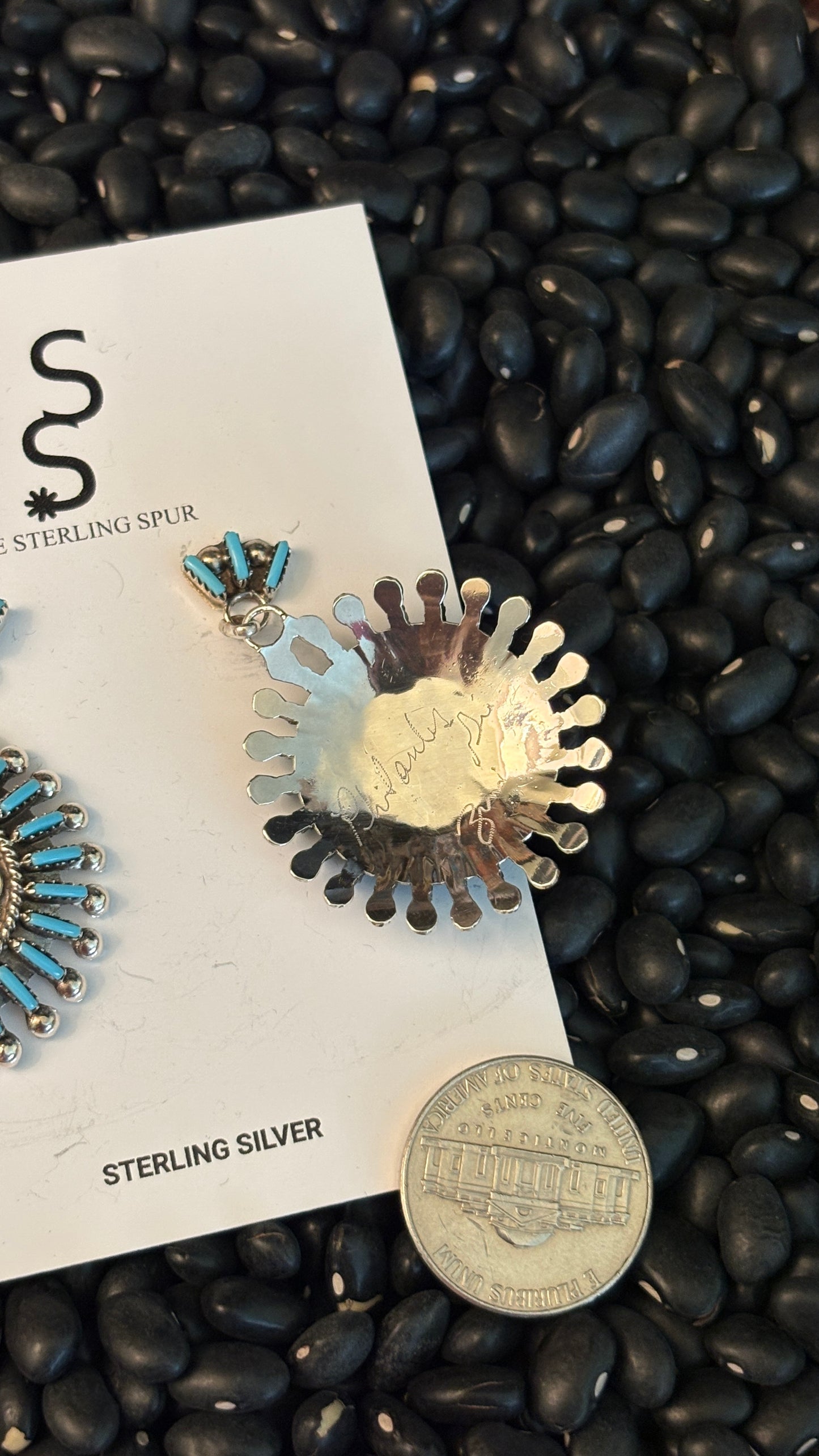 ZUNI TURQUOISE DANGLE EARRINGS BY PHILANDER GIA