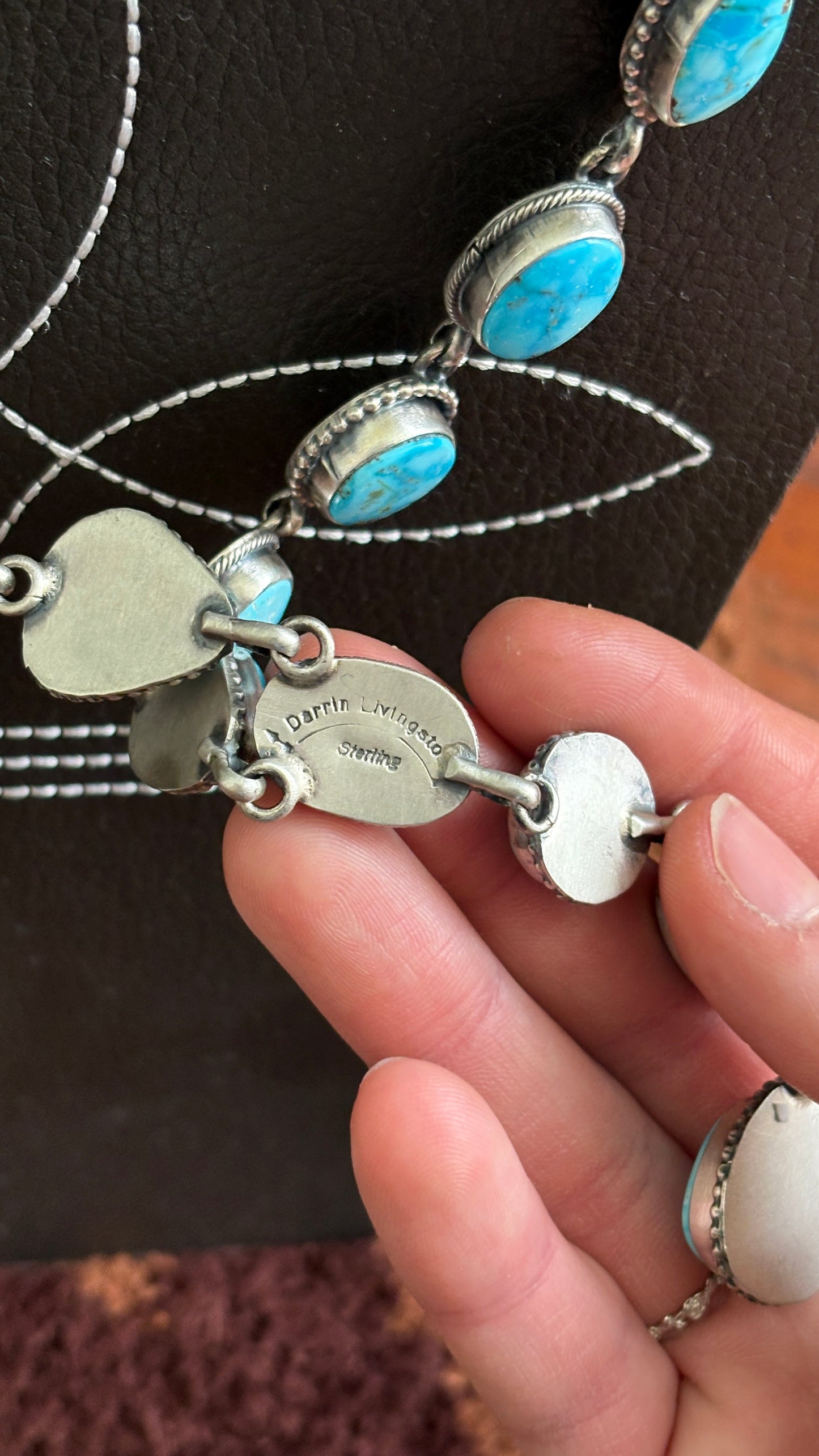 KINGMAN TURQUOISE LARIAT SET BY DARRIN LIVINGSTON