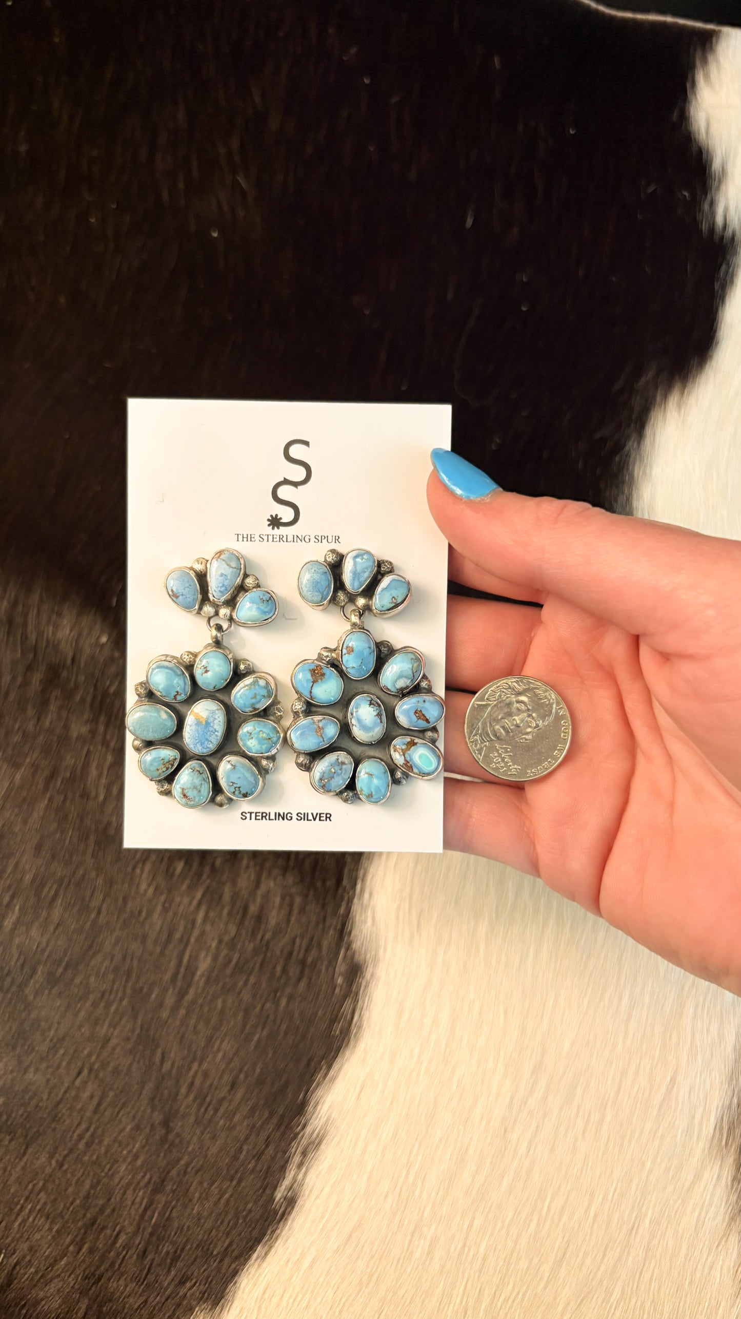 GOLDEN HILLS TURQUOISE STATEMENT CLUSTER DANGLE EARRINGS