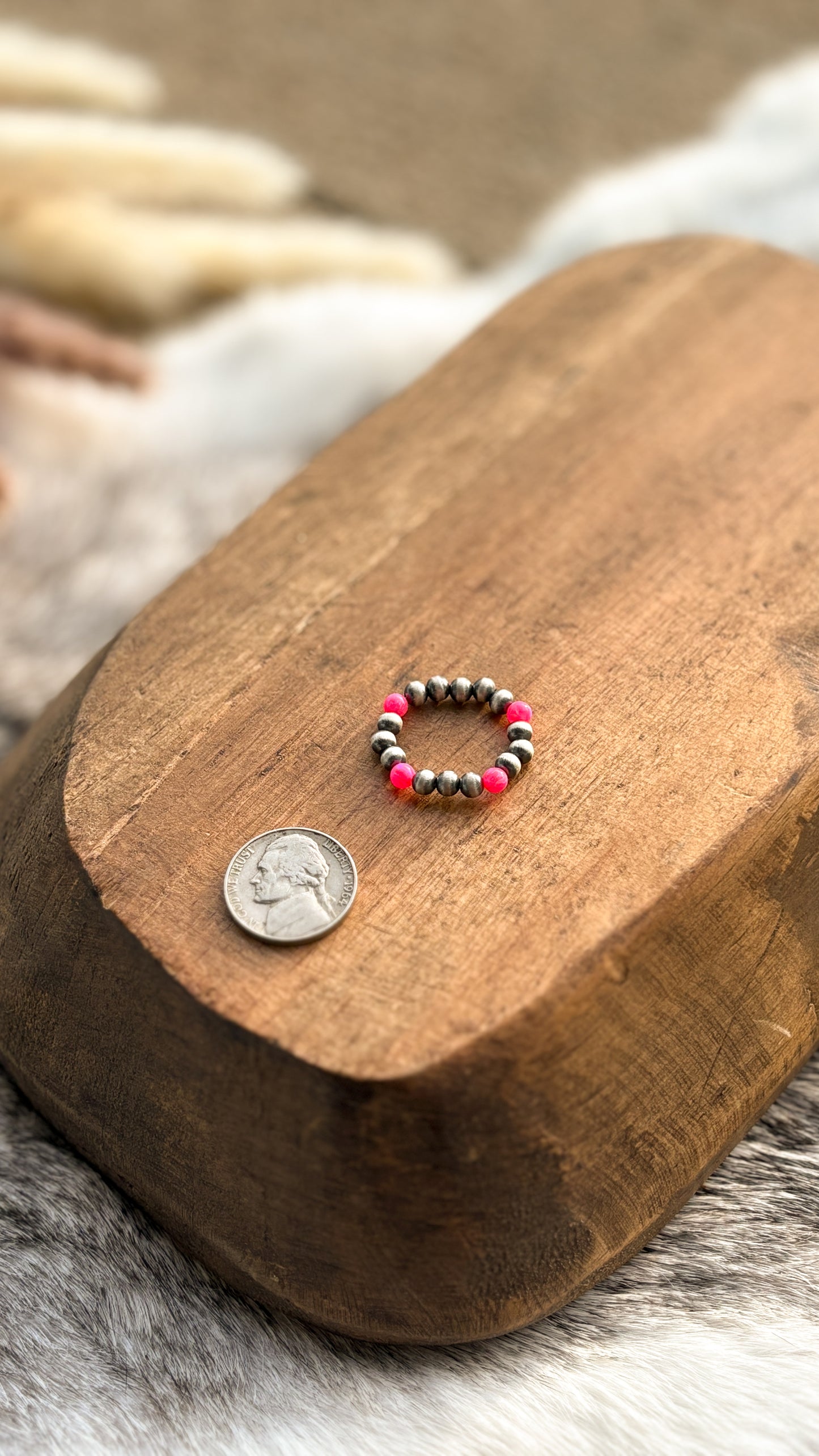 HOT PINK OPAL PEARL RING - #2 - READY TO SHIP