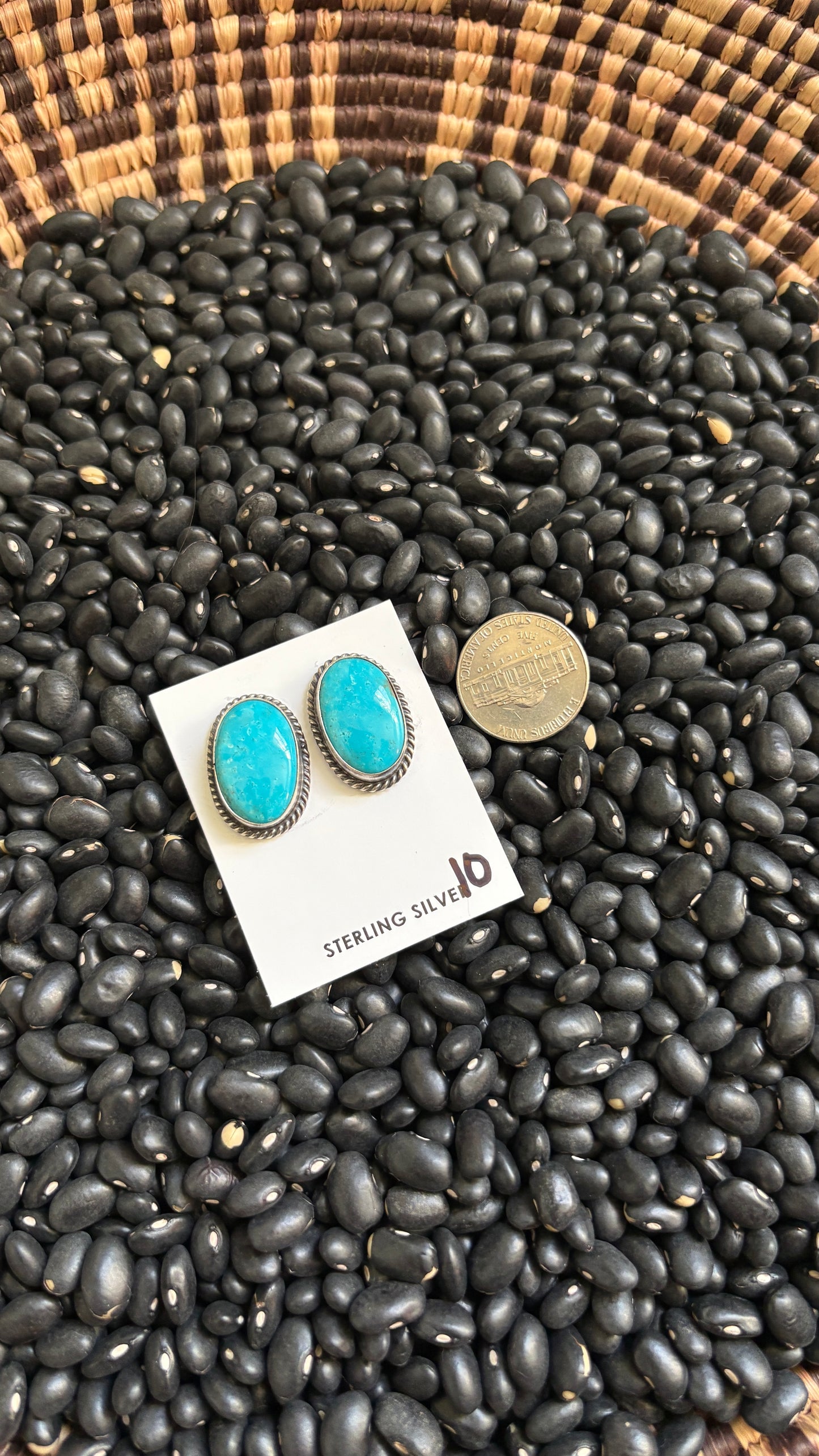 LARGE TURQUOISE POST EARRINGS