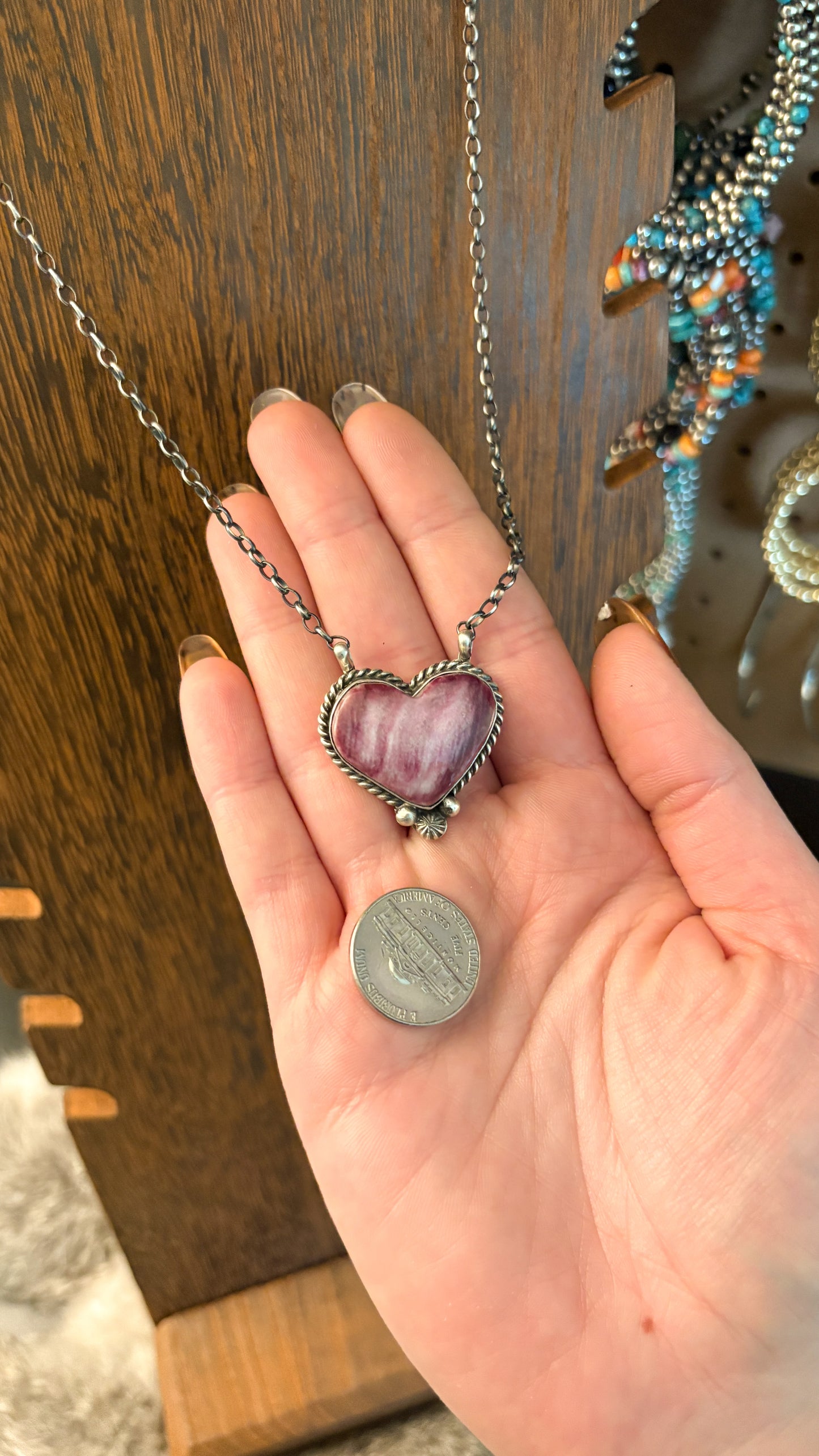 PURPLE SPINY OYSTER HEART NECKLACE BY CHASSITY BELONE