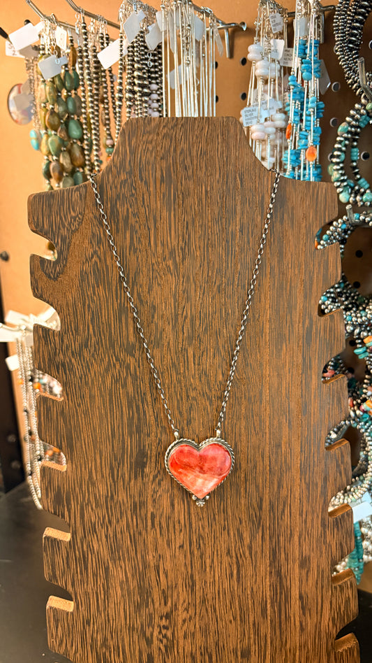 RED SPINY OYSTER HEART NECKLACE BY CHASSITY BELONE