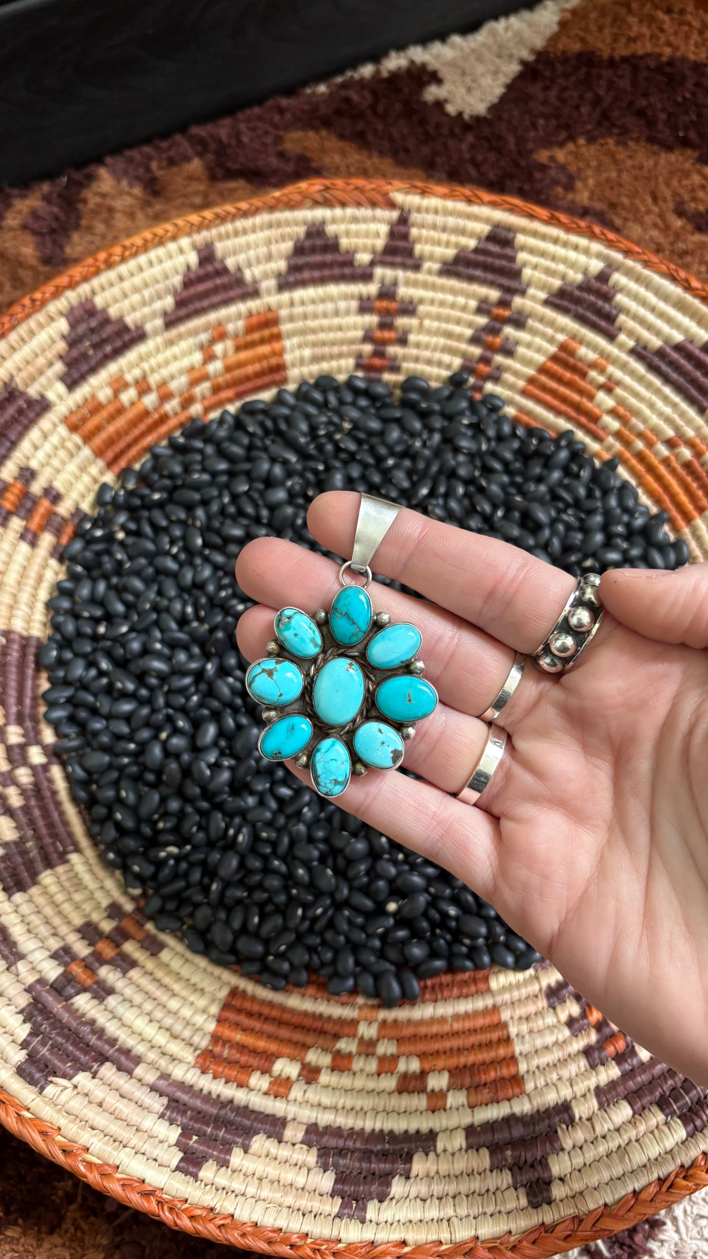 KINGMAN TURQUOISE CLUSTER PENDANT BY WILSON DAWES - #1