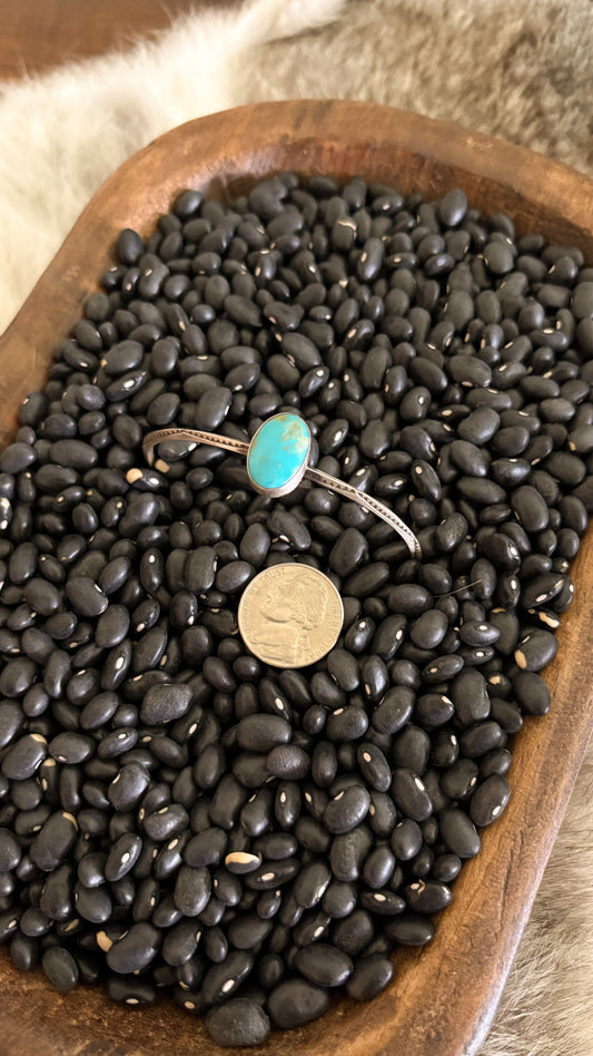 MEDIUM TURQUOISE STONE STAMPED CUFF