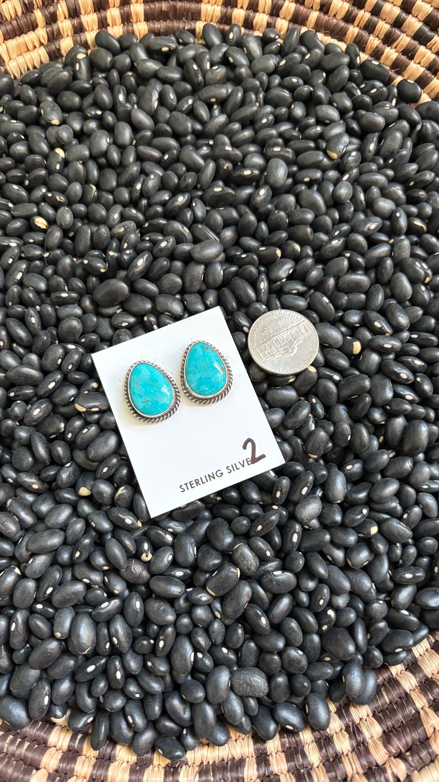 LARGE TURQUOISE POST EARRINGS